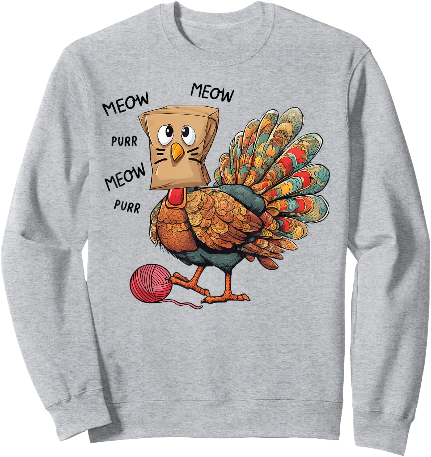 Thanksgiving Turkey Meow I'm a Cat Funny Thanksgiving Women Girls Kids Sweatshirt - Sweatshirt | Ash