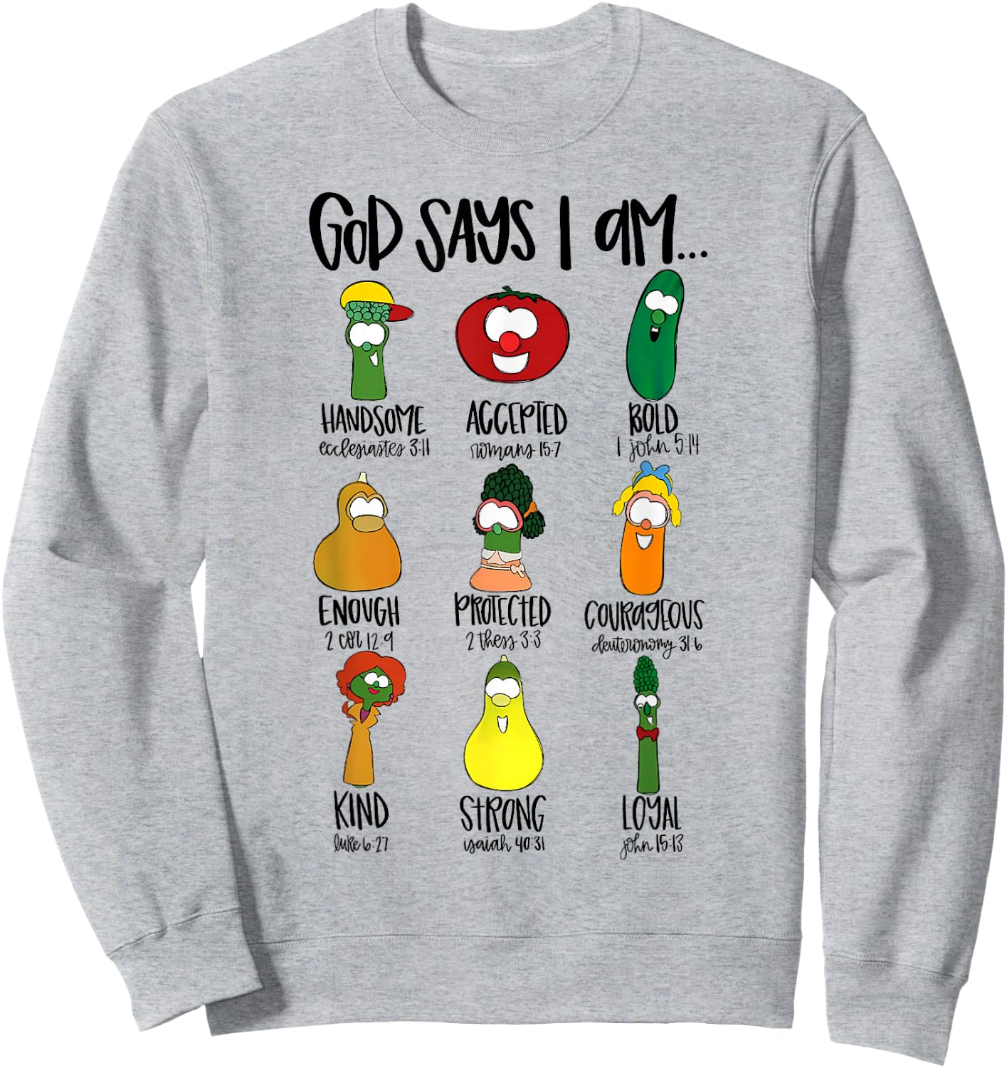 God Says Im Enough Vegetables Doodle Foodie Preppy Aesthetic Sweatshirt - Sweatshirt | Ash