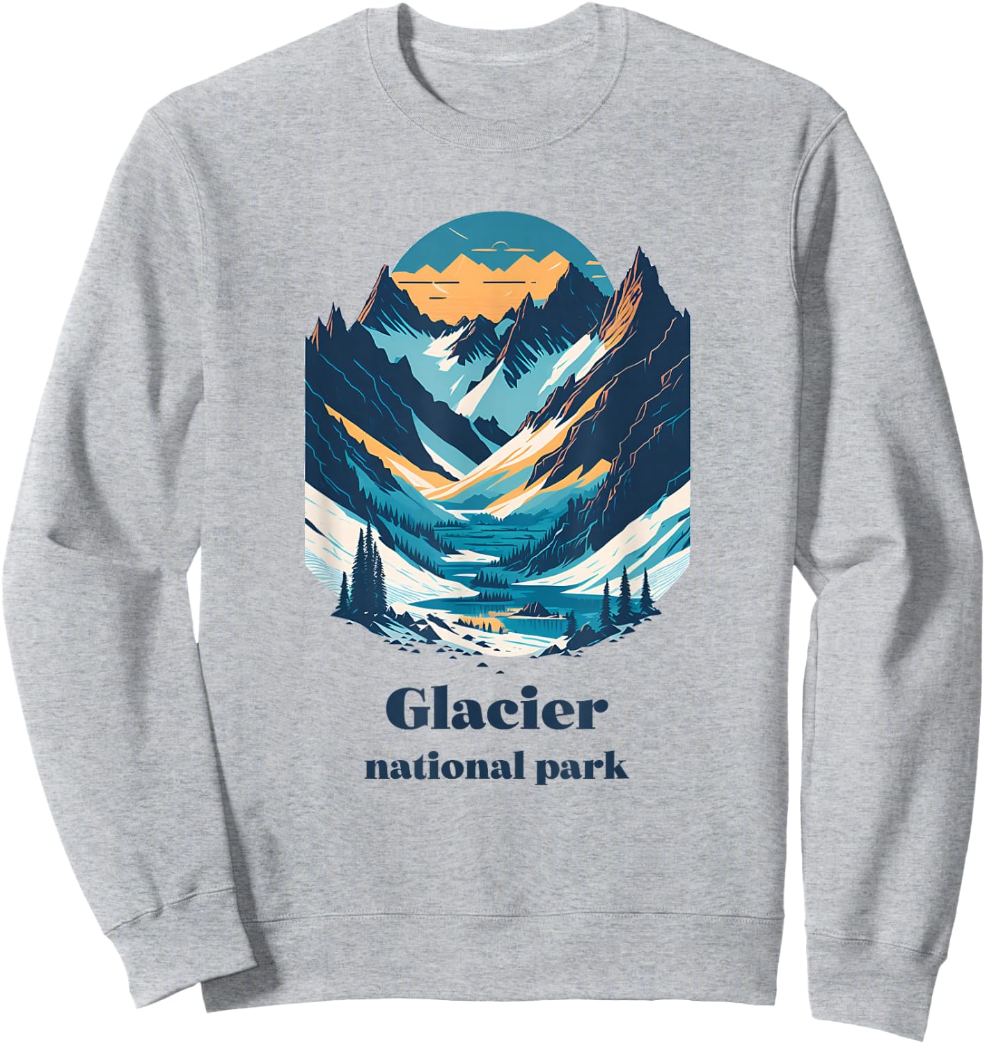 Glacier National Park Montana Cool Retro Style Sweatshirt - Sweatshirt | Ash