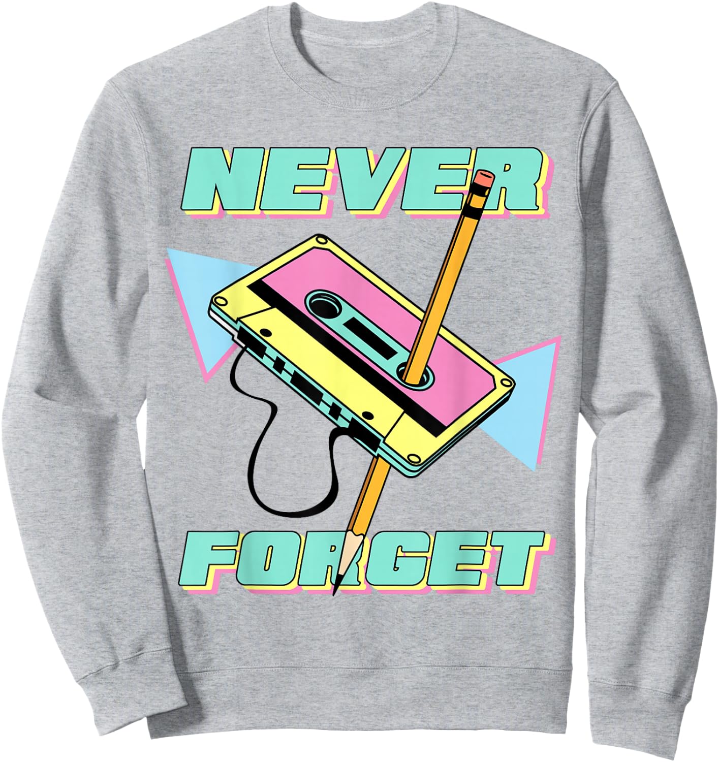 90s Party Costume 80s Never Forget Retro Cassette Sweatshirt - Sweatshirt | Ash