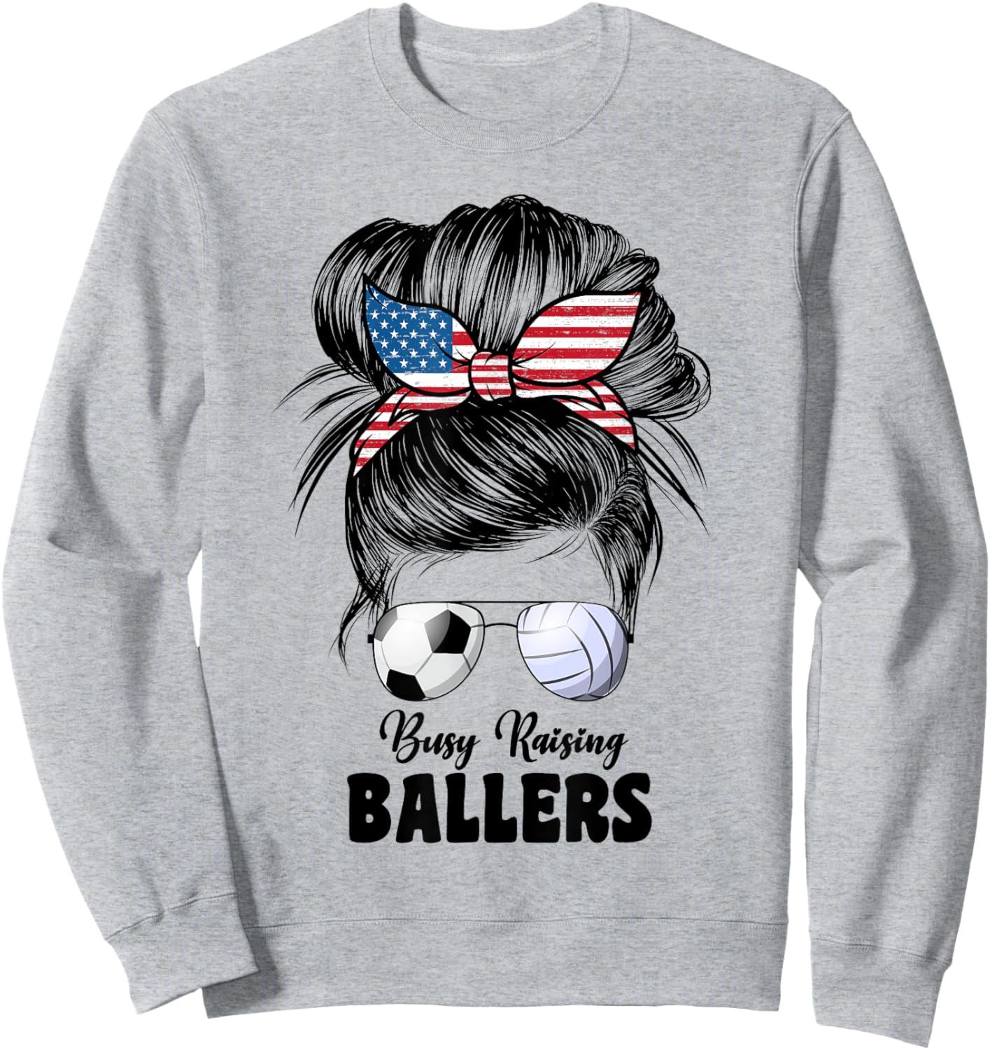 Busy Raising Ballers Volleyball And Soccer Mom Mom Sweatshirt - Sweatshirt | Ash