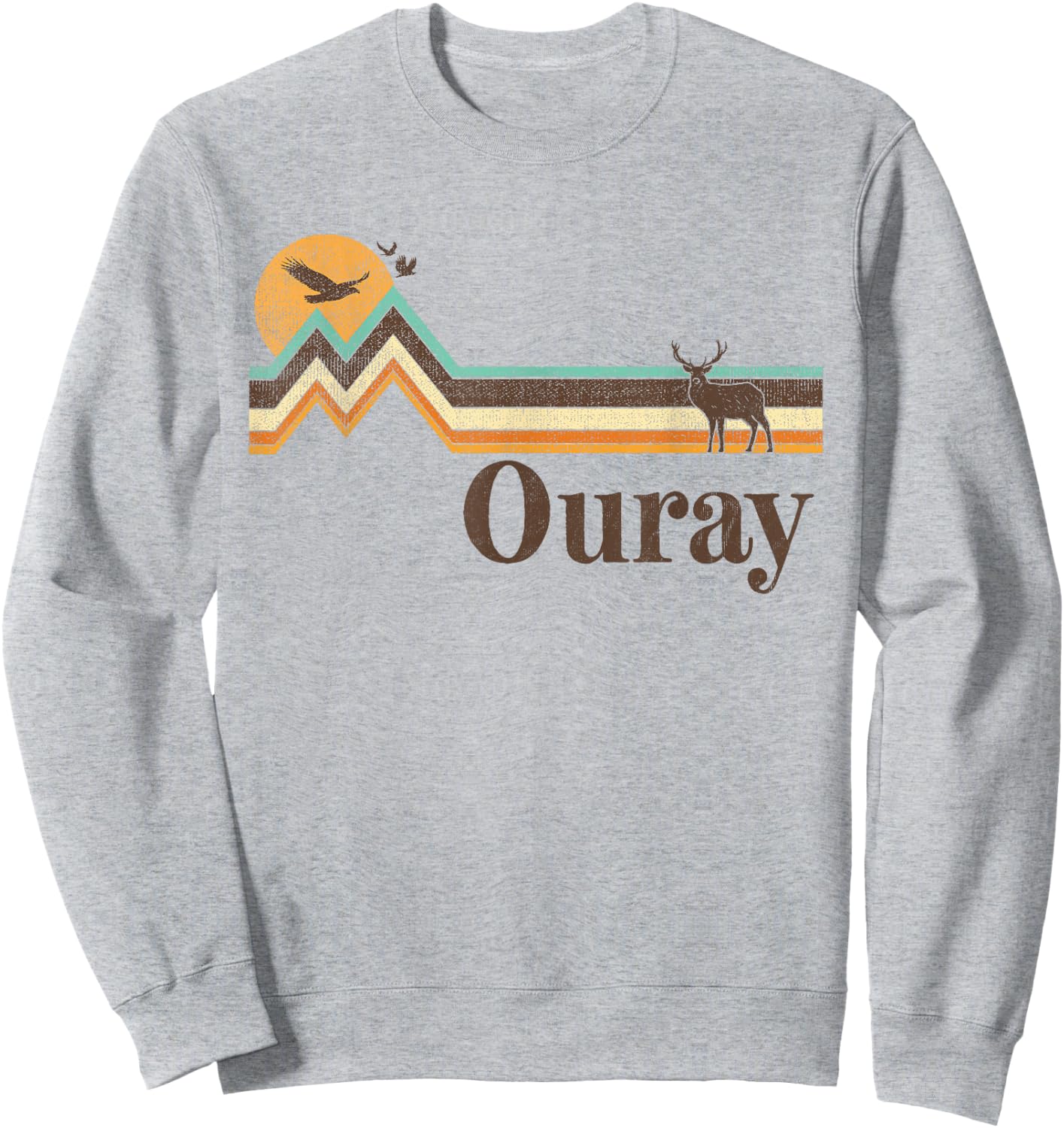Ouray Colorado 70s 80s Retro Vintage Men Women Distressed Sweatshirt - Sweatshirt | Ash