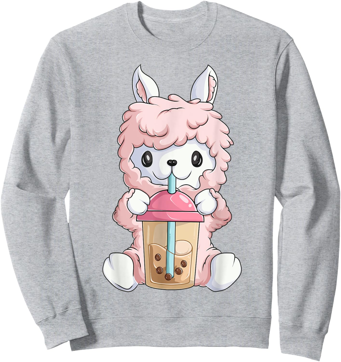 Kawaii Anime Llama Shirt Girls, Boba Bubble Tea Sweatshirt - Sweatshirt | Ash