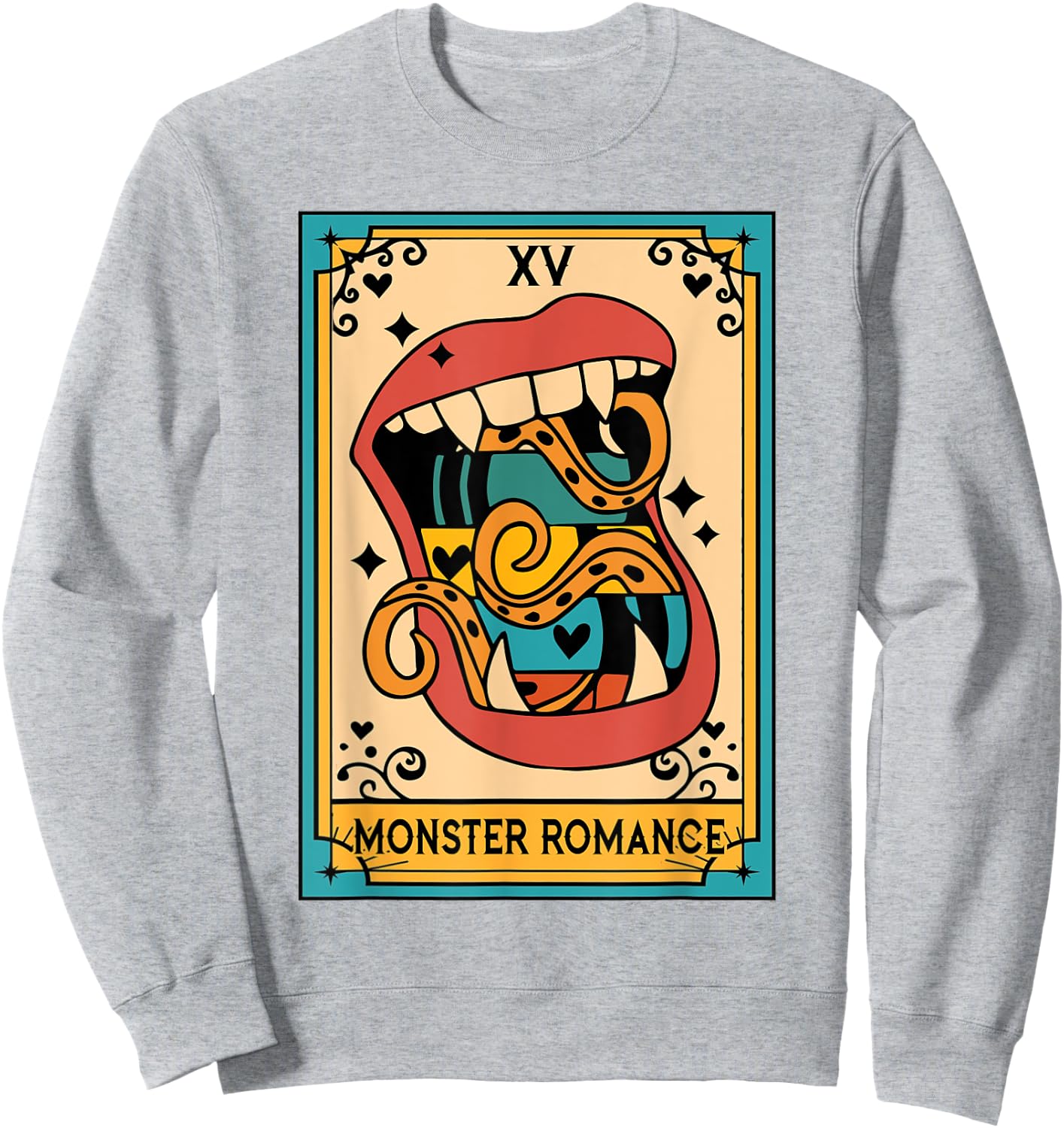 Smut Reader Spicy Book Lover The Monster Romance Tarot Card Sweatshirt - Sweatshirt | Ash