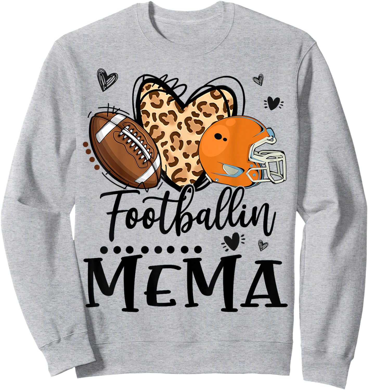 Football Mema Football Player Leopard Pattern Football Sweatshirt - Sweatshirt | Ash
