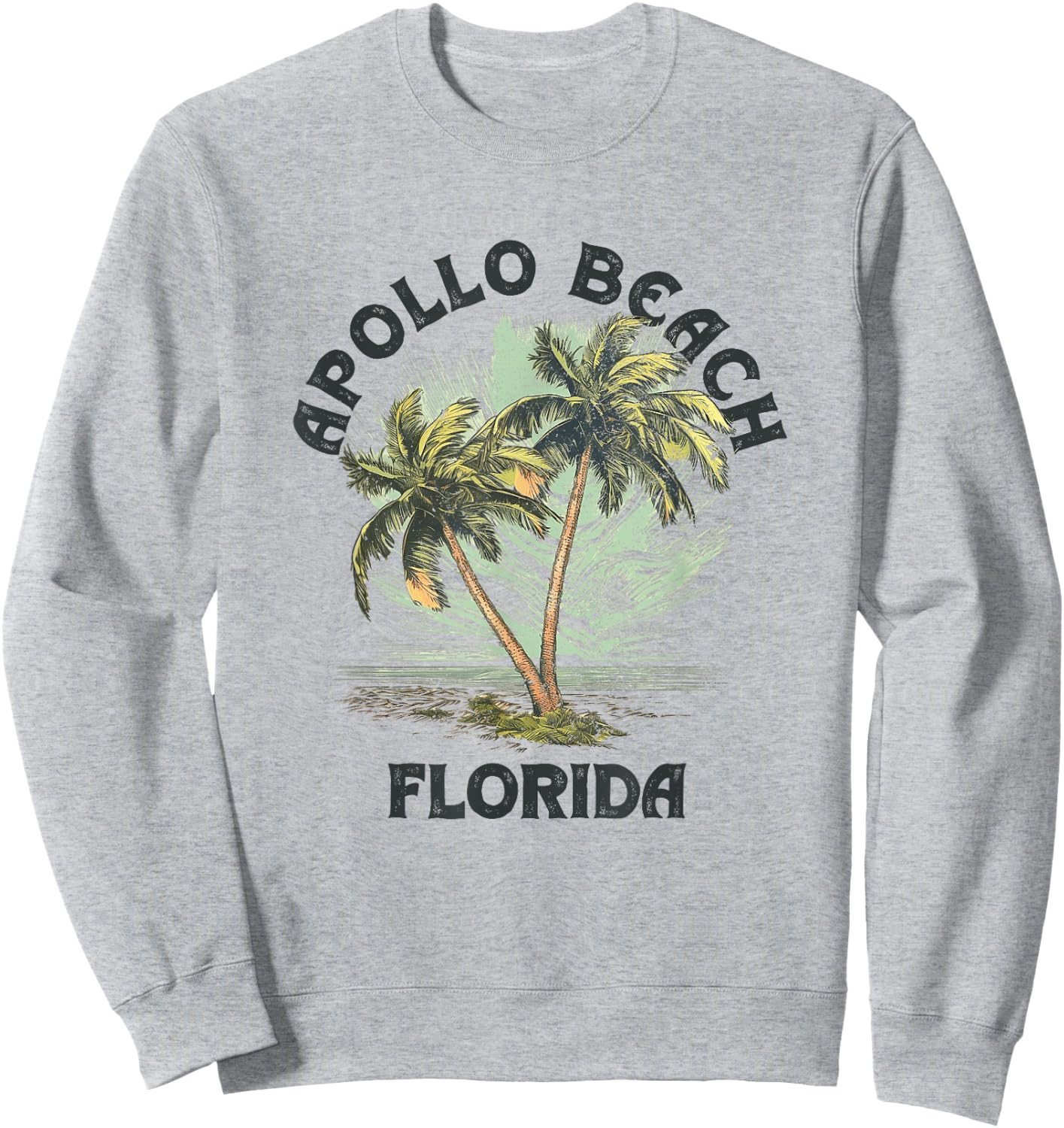 Apollo Beach Florida Palms Vintage Beach Men Women Sweatshirt - Sweatshirt | Ash