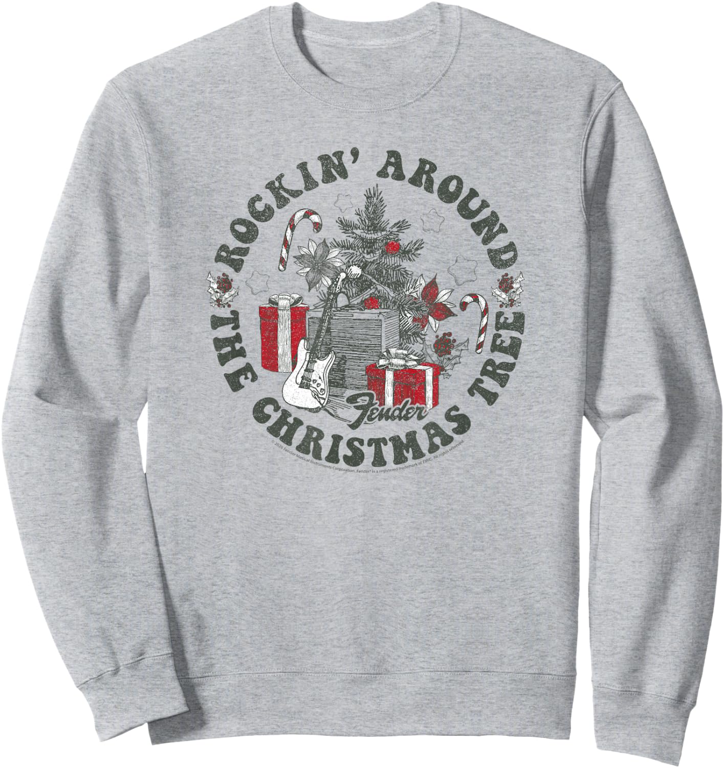 Fender Christmas Rockin' Around The Christmas Tree Sweatshirt - Sweatshirt | Ash