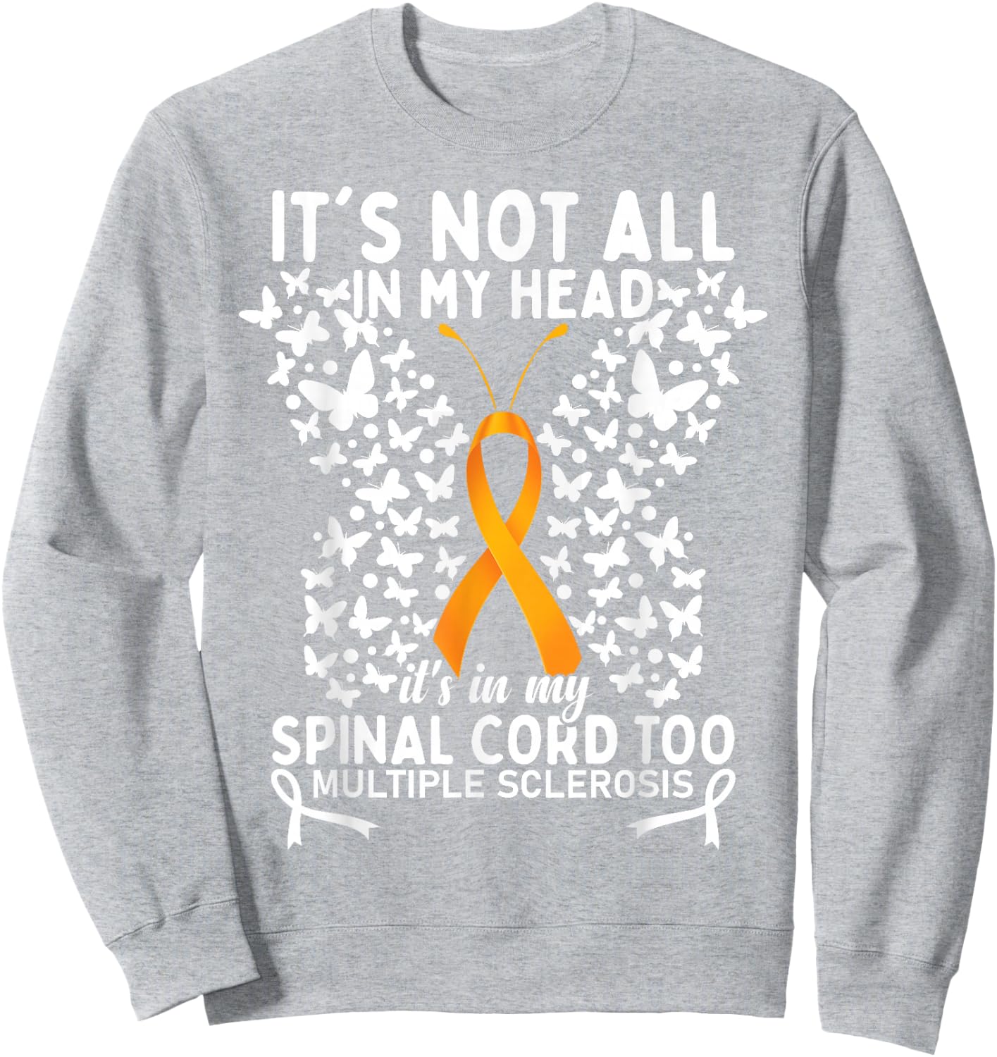 Multiple Sclerosis MS Warrior Butterfly Sweatshirt - Sweatshirt | Ash