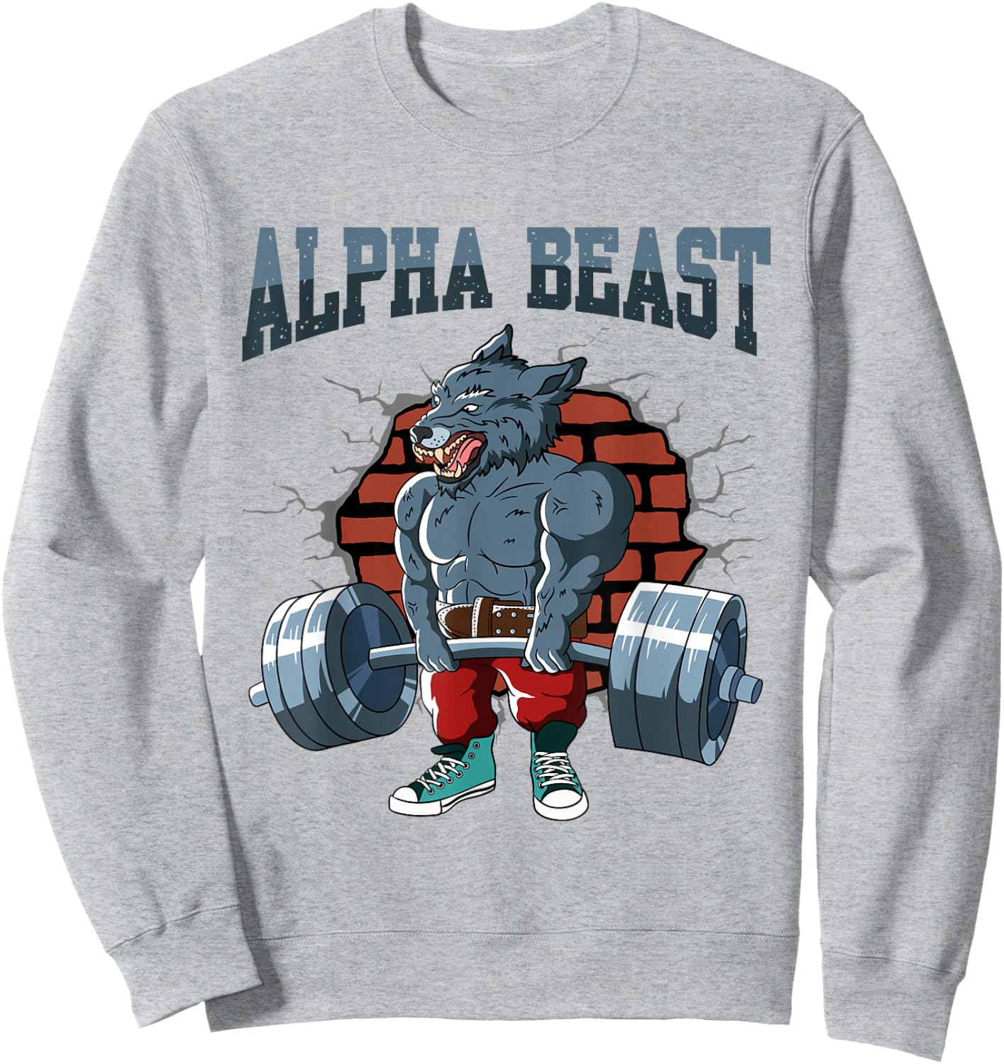 Fitness Training Pumps Alpha Wolf for Deadlift Fitness Sweatshirt - Sweatshirt | Ash
