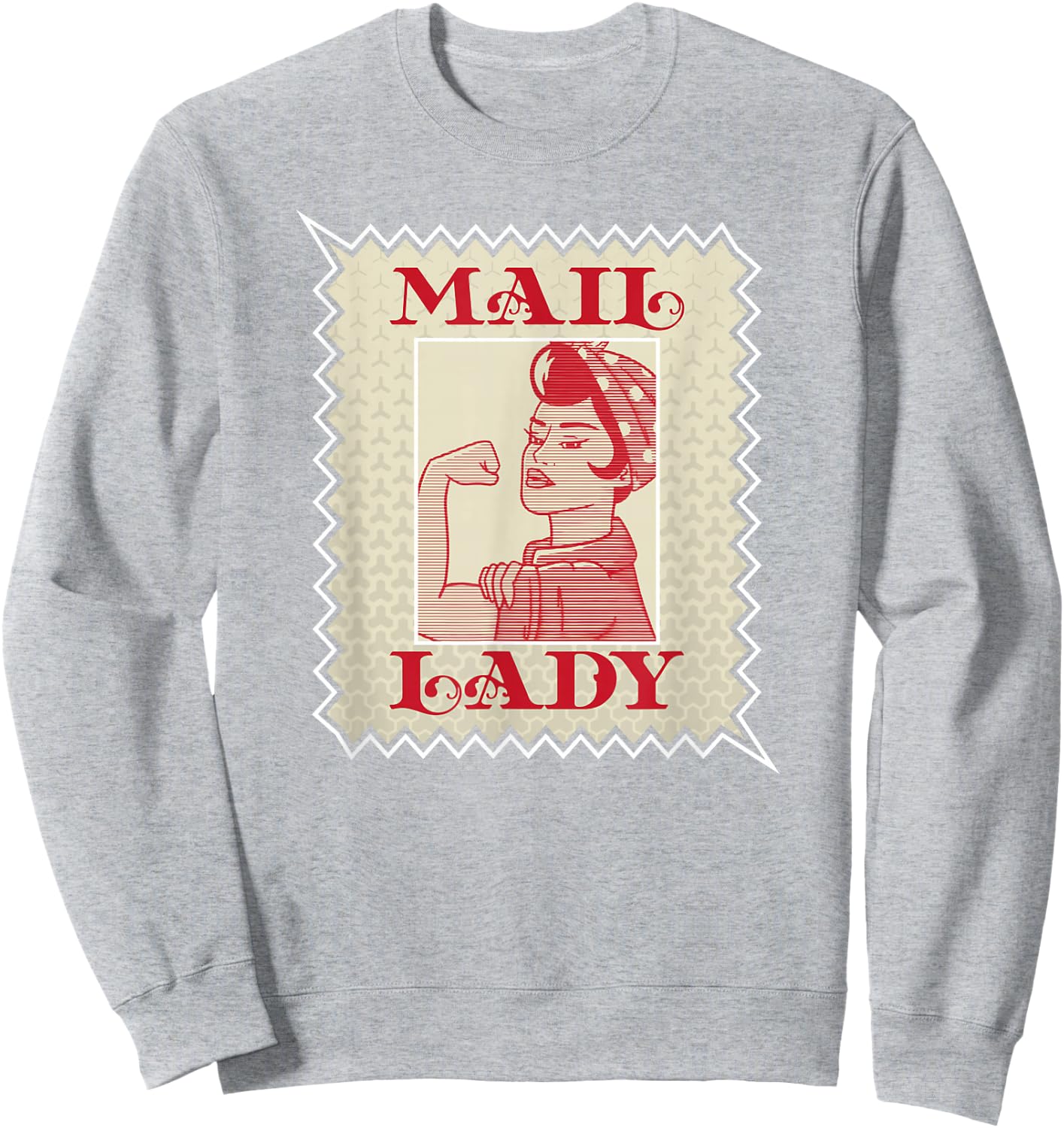 Female Postal Worker Mail Lady Stamp Sweatshirt - Sweatshirt | Ash