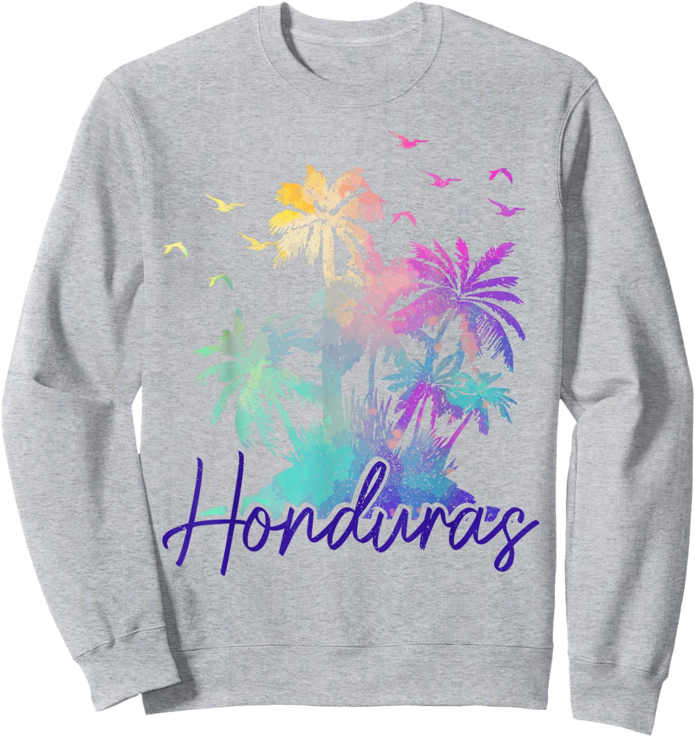 Honduras Beach Vintage Palm Trees Holiday Sweatshirt - Sweatshirt | Ash