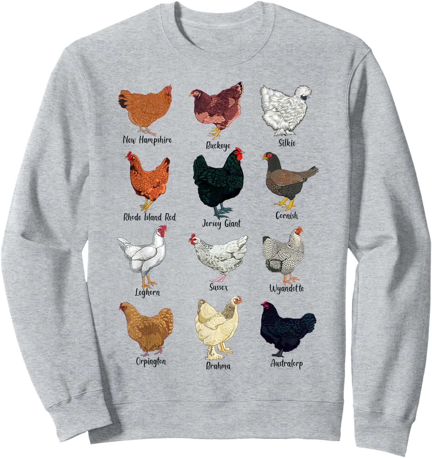 Various Chickens - Chicken Breeds Sweatshirt - Sweatshirt | Ash