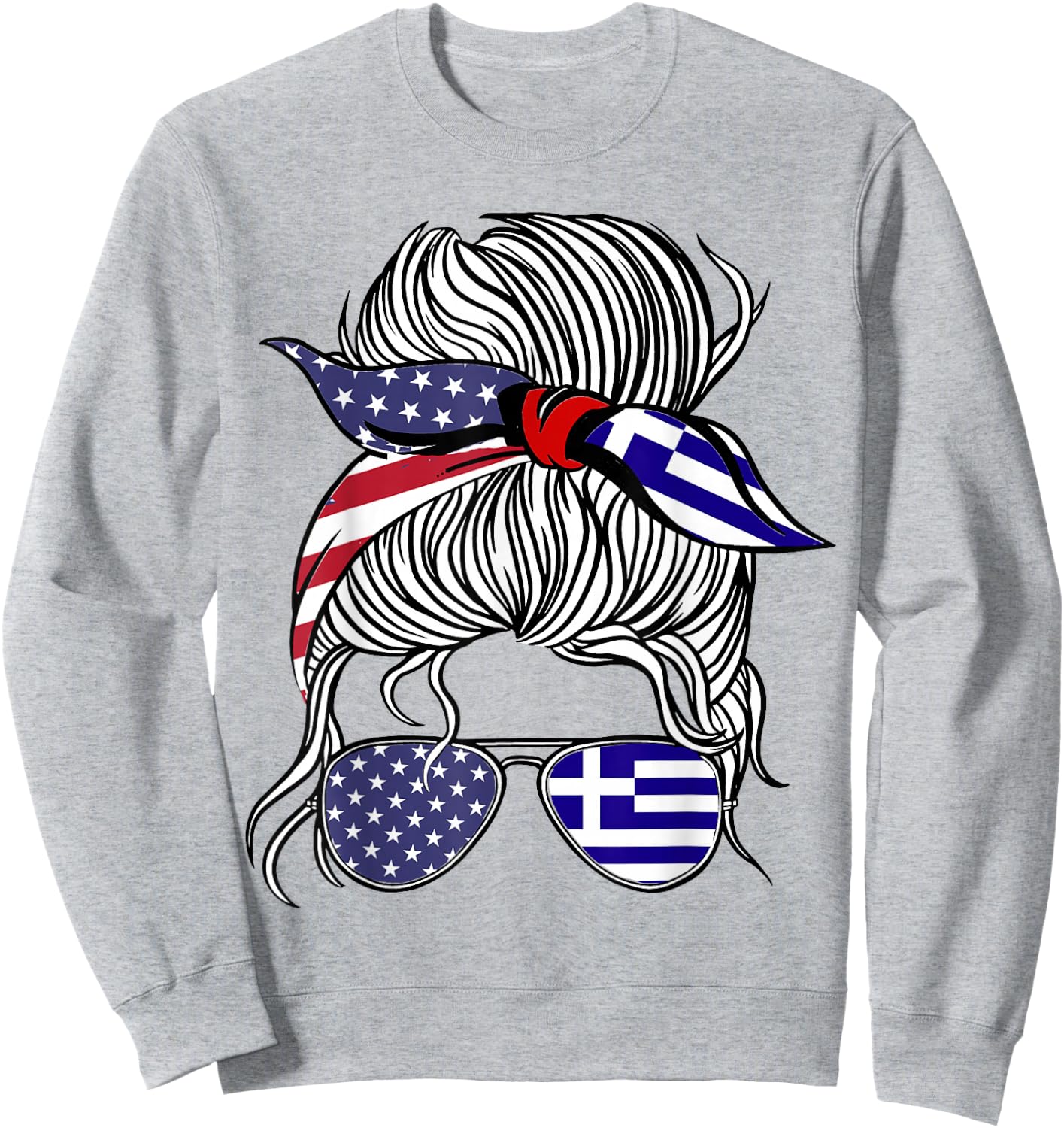 American Greek Patriot Flag Women Girl Greece Grown Sweatshirt - Sweatshirt | Ash