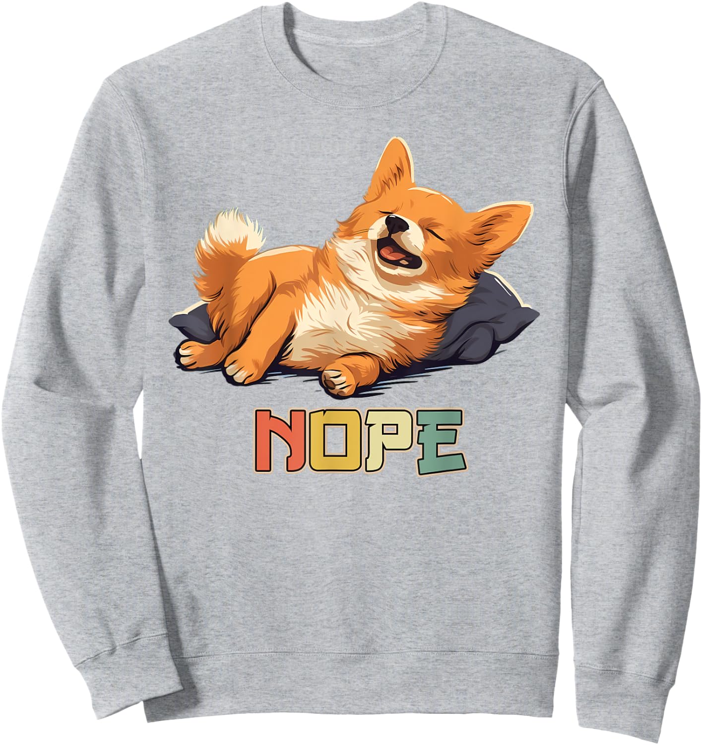 Lazy Pomchi Dog Nope Sweatshirt - Sweatshirt | Ash