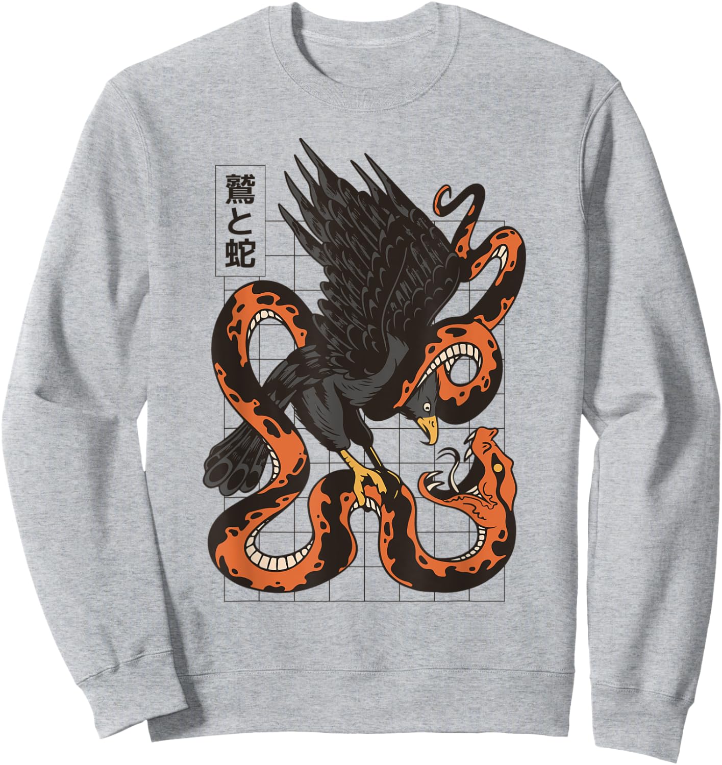 Eagle Fighting Snake Japanese Vaporwave Asian Inspired Sweatshirt - Sweatshirt | Ash
