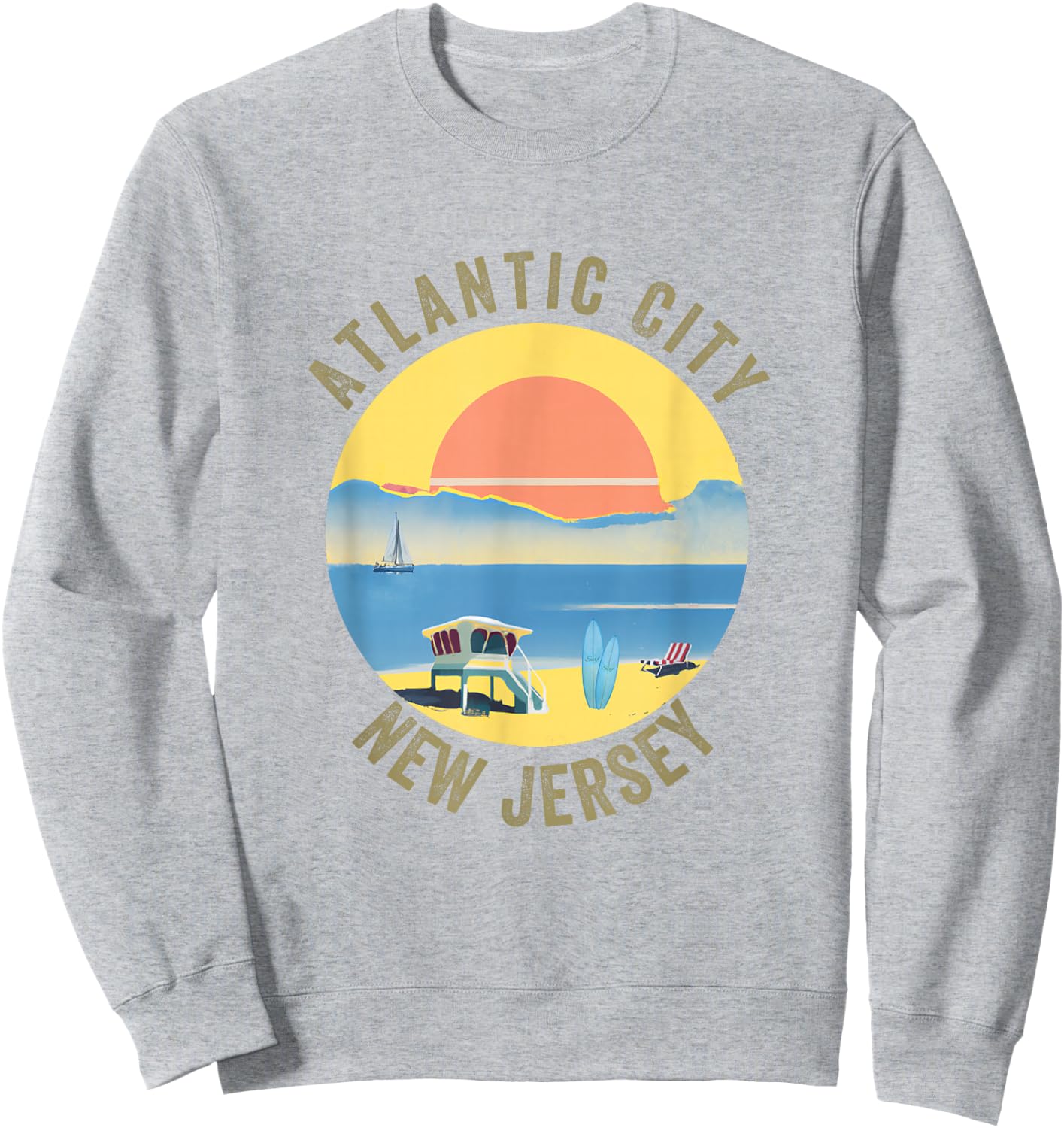 Atlantic City Souvenir Apparel - Retro Vintage Atlantic City Sweatshirt - Sweatshirt | Ash