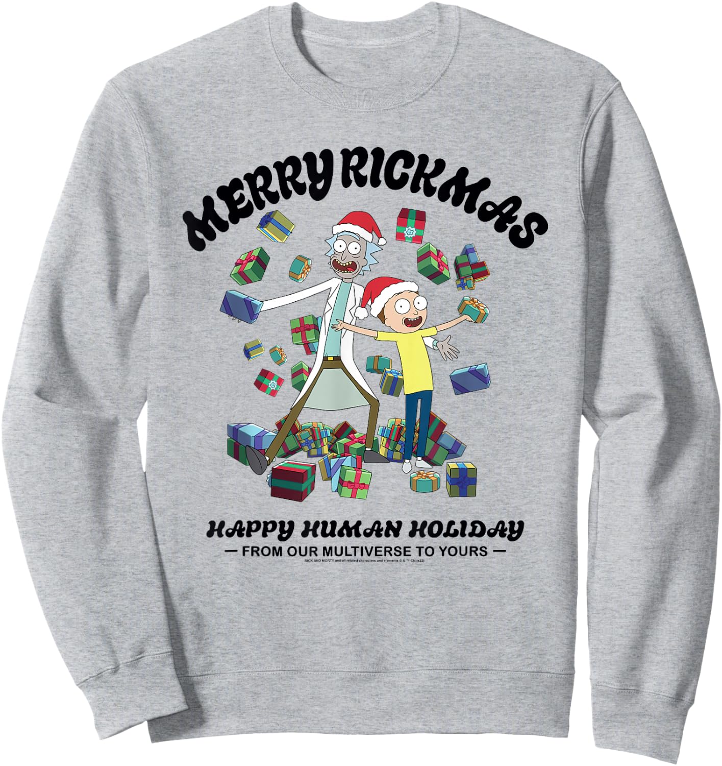 Rick and Morty Christmas Merry Rickmas Light Sweatshirt - Sweatshirt | Ash