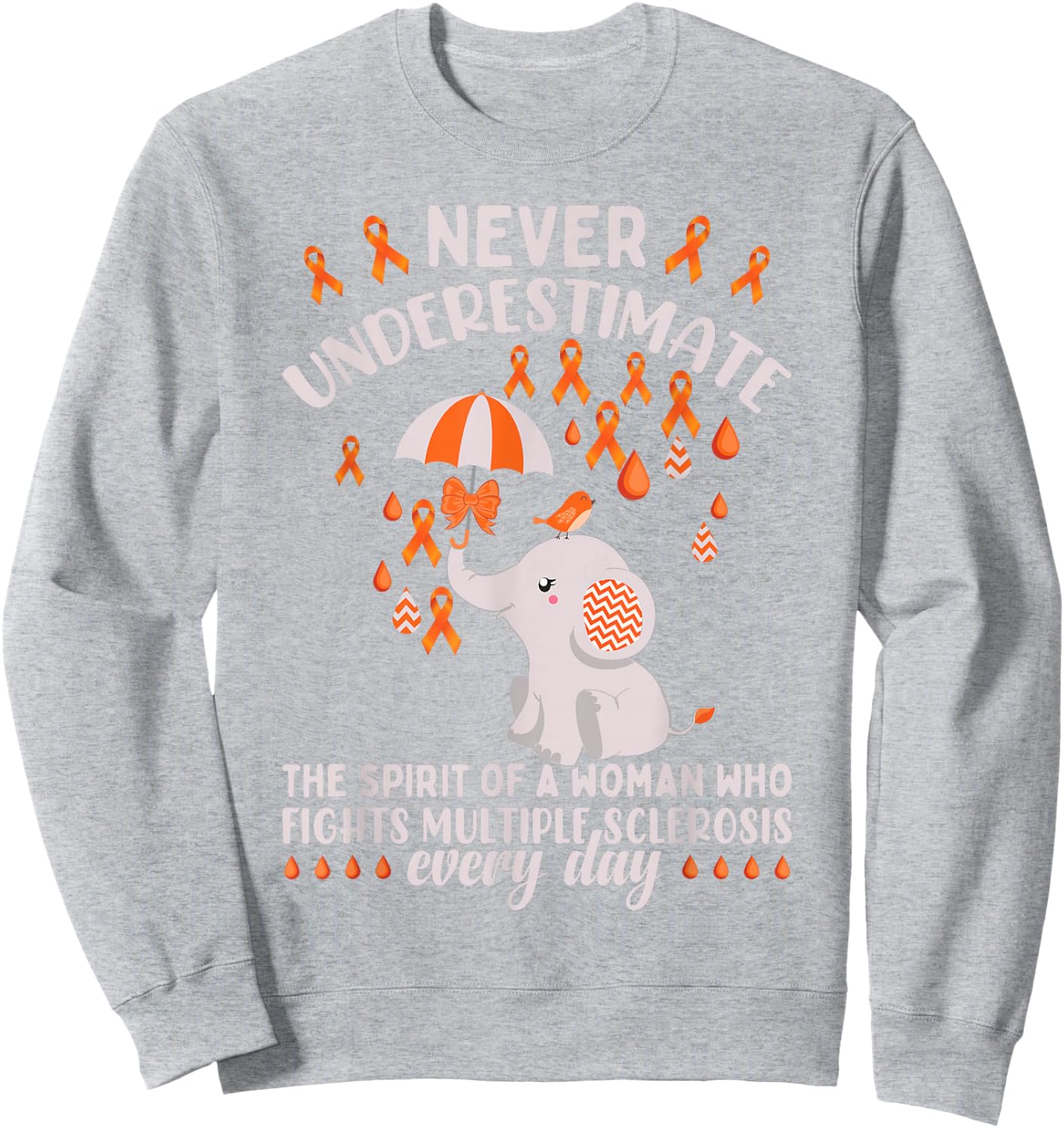 Multiple Sclerosis Awareness Month Cute MS Elephant Sweatshirt - Sweatshirt | Ash