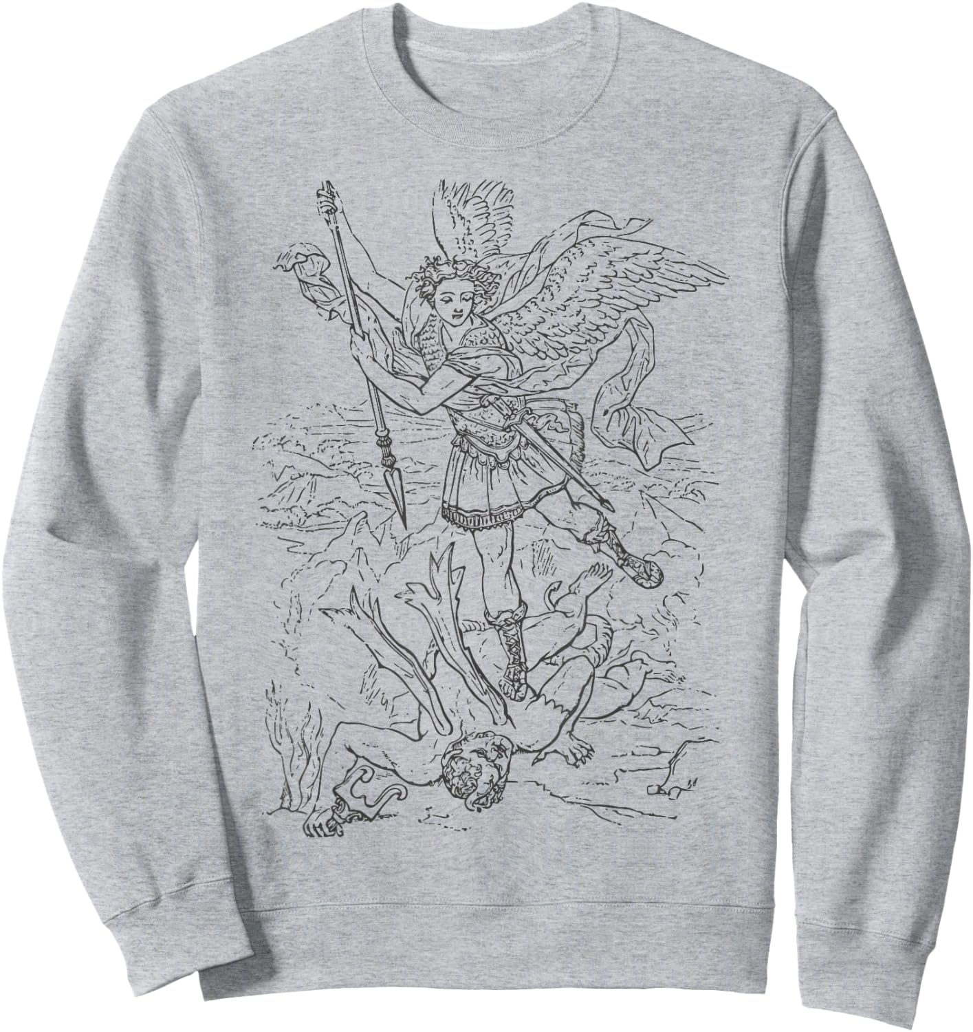 St Saint Michael the Archangel Catholic Angel Warrior Sweatshirt - Sweatshirt | Ash