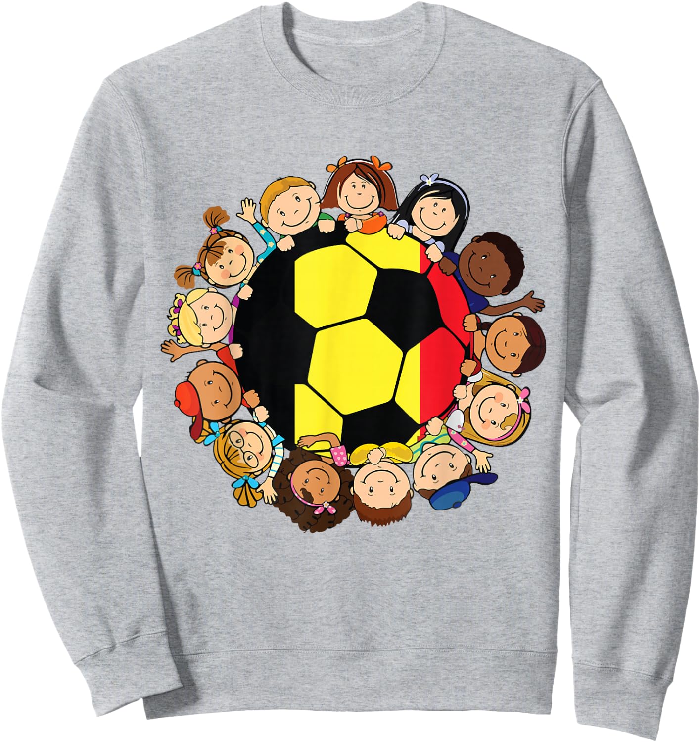 Belgium Soccer Ball Kids Toddler Girls Around Belgian Flag Sweatshirt - Sweatshirt | Ash