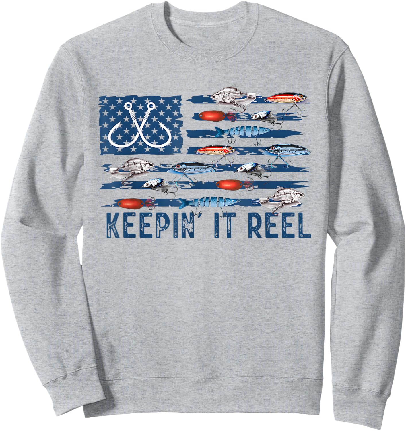 Keepin' It Reel Fishing Lure Flag Fisherman Bass Fishing Sweatshirt - Sweatshirt | Ash