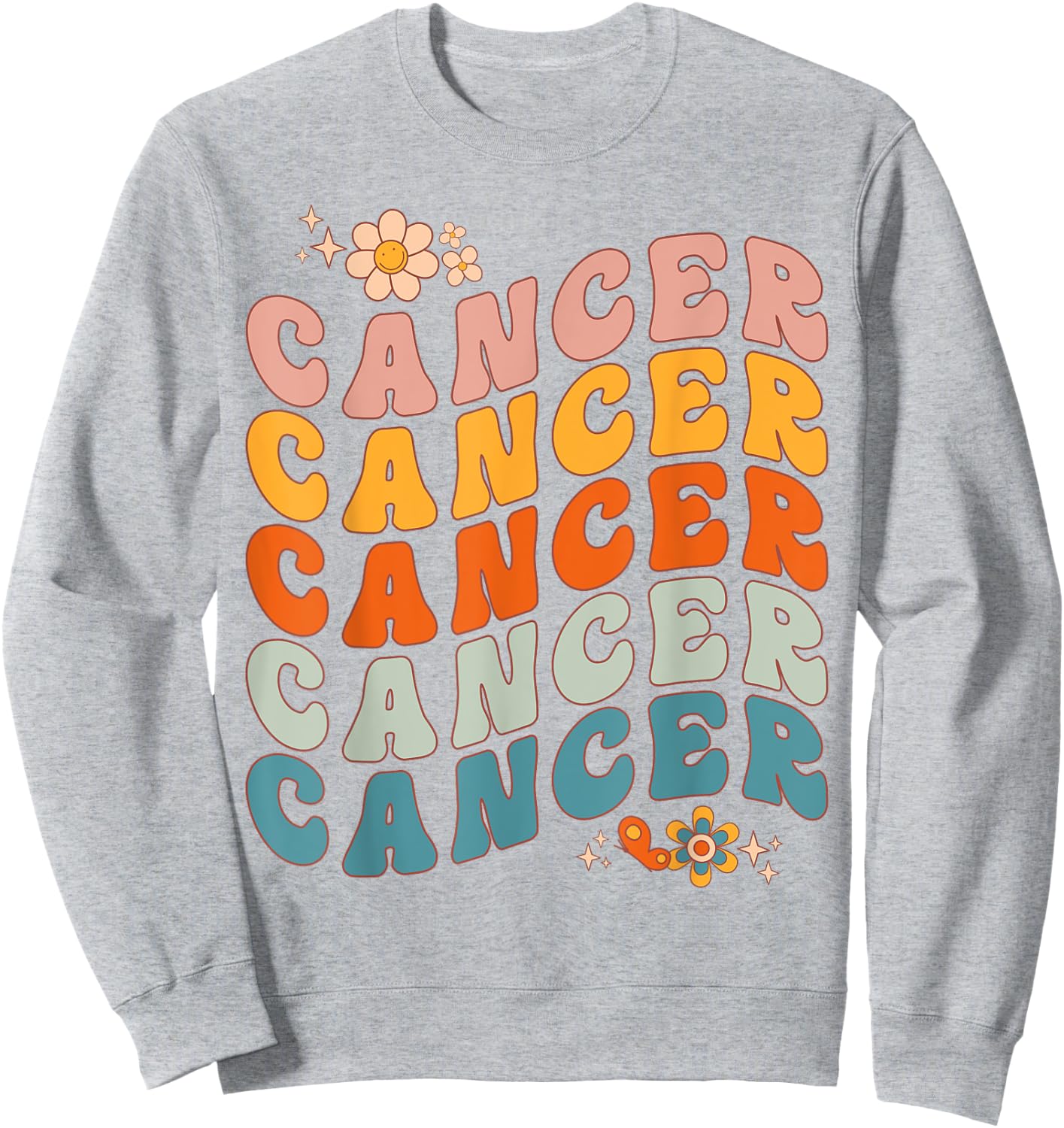 Cancer Groovy Retro Women Girls Birthday Zodiac Sign Sweatshirt - Sweatshirt | Ash
