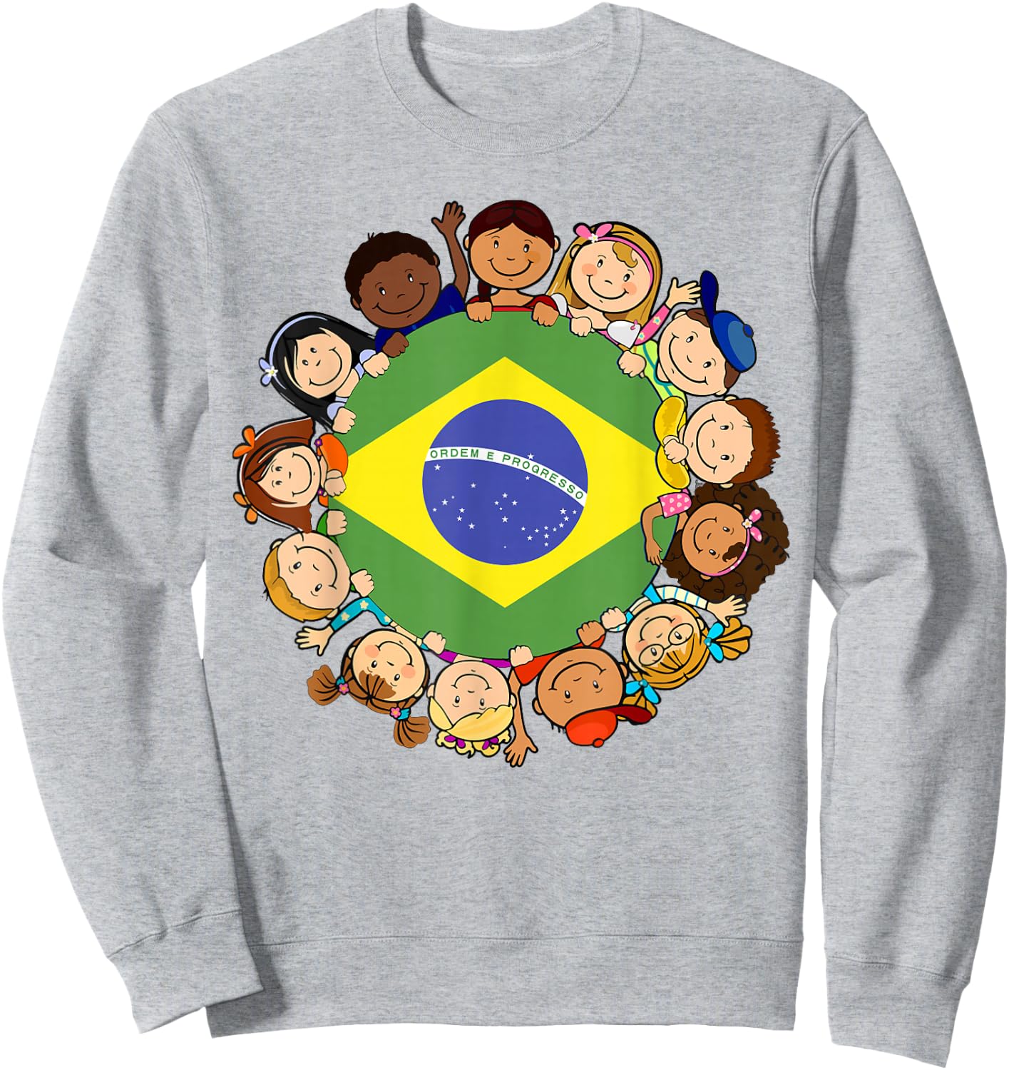Brazil Kids Brazilian Flag Hispanic Heritage Month Girl Boy Sweatshirt - Sweatshirt | Ash