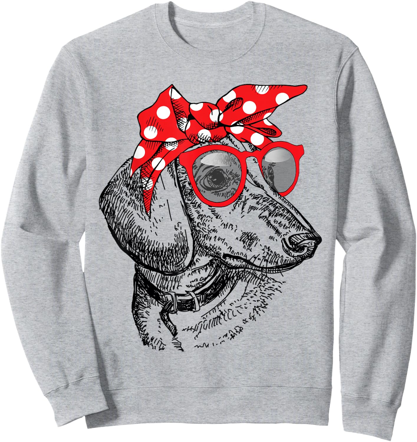 Dachshund Dog Mom Bandana Sunglasses Mother's Day Women Sweatshirt - Sweatshirt | Ash