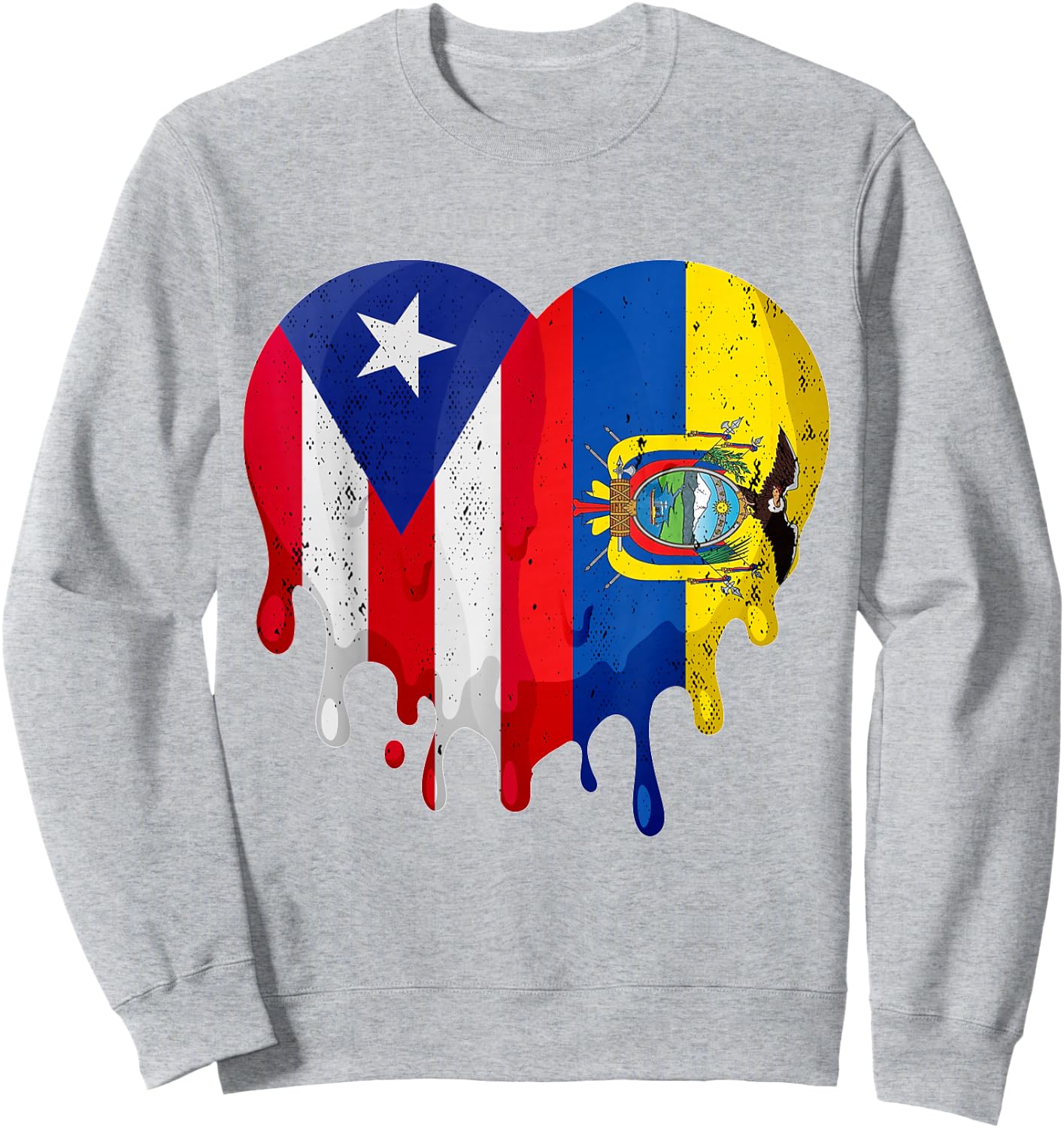 Puerto Rico Ecuador Flag Heart Citizen Grown Patriot Country Sweatshirt - Sweatshirt | Ash