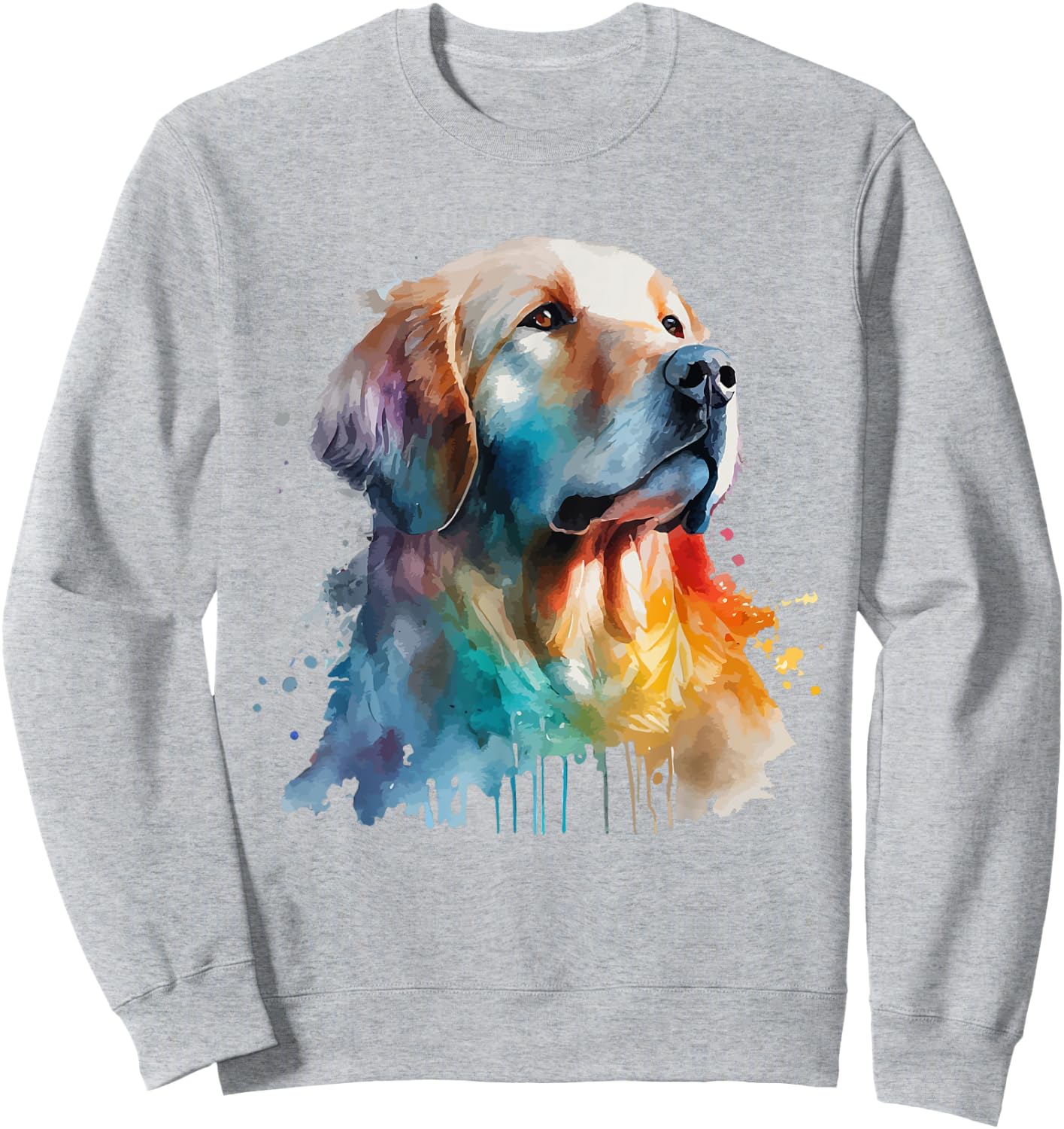 Golden Retriever Colorful Pop Art Tie Dye Watercolor Sweatshirt - Sweatshirt | Ash