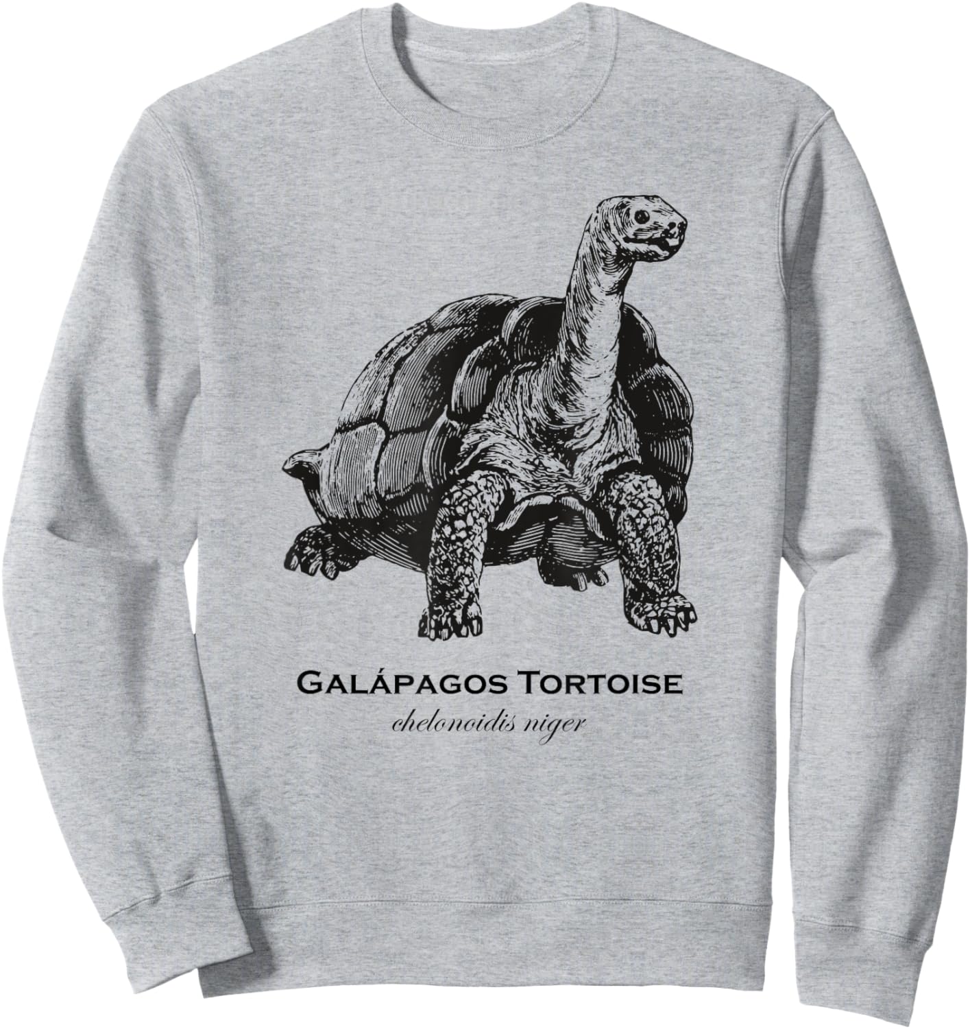 Vintage Galapagos Tortoise Designs by BAS -Adults & Kids Classic Fit Retro Cartoon Animal Print Grey Small Sweatshirt - Sweatshirt | Ash