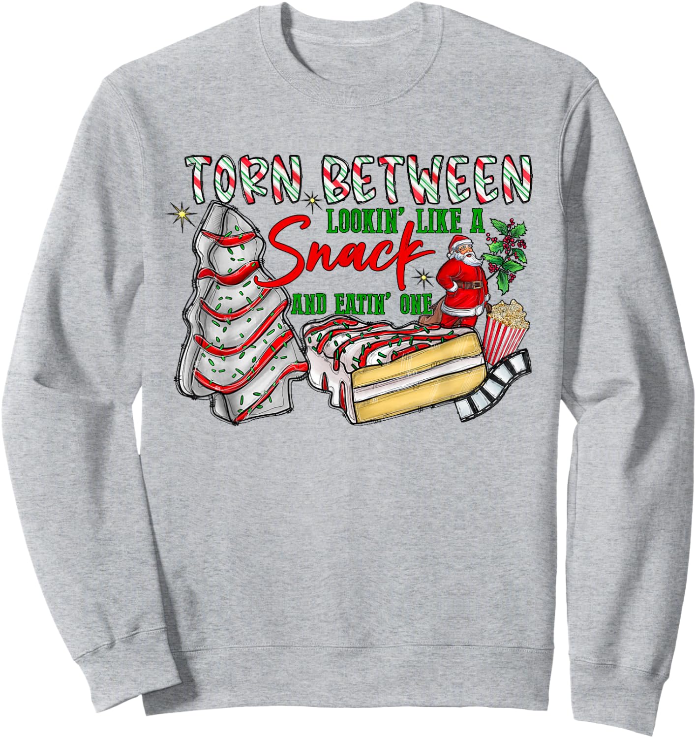 Torn Between Looking Like A Snack Eating One Christmas Tree Sweatshirt - Sweatshirt | Ash
