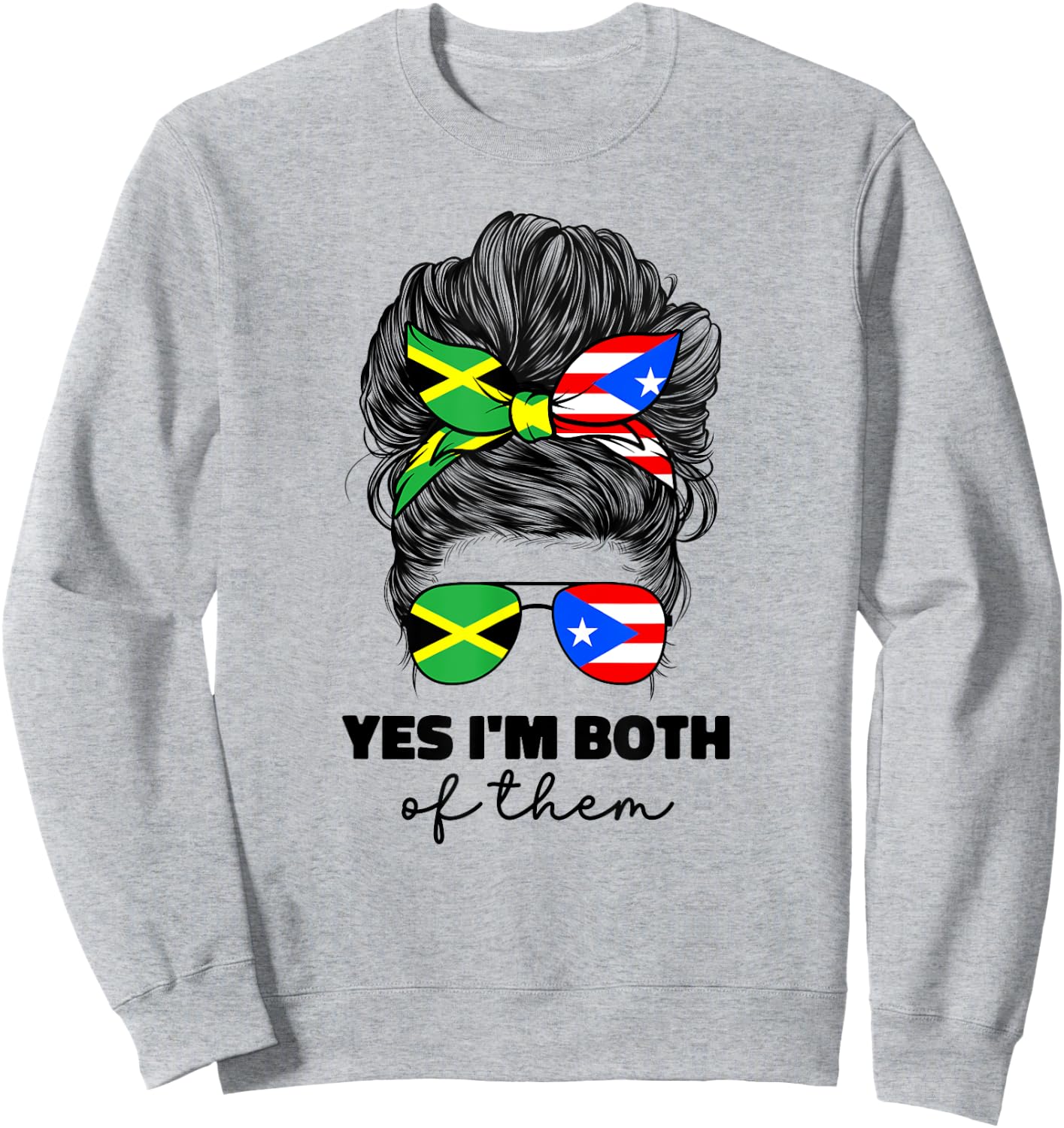 Half Jamaican And Puerto Rican Rico Jamaica Flag Gril Funny Sweatshirt - Sweatshirt | Ash