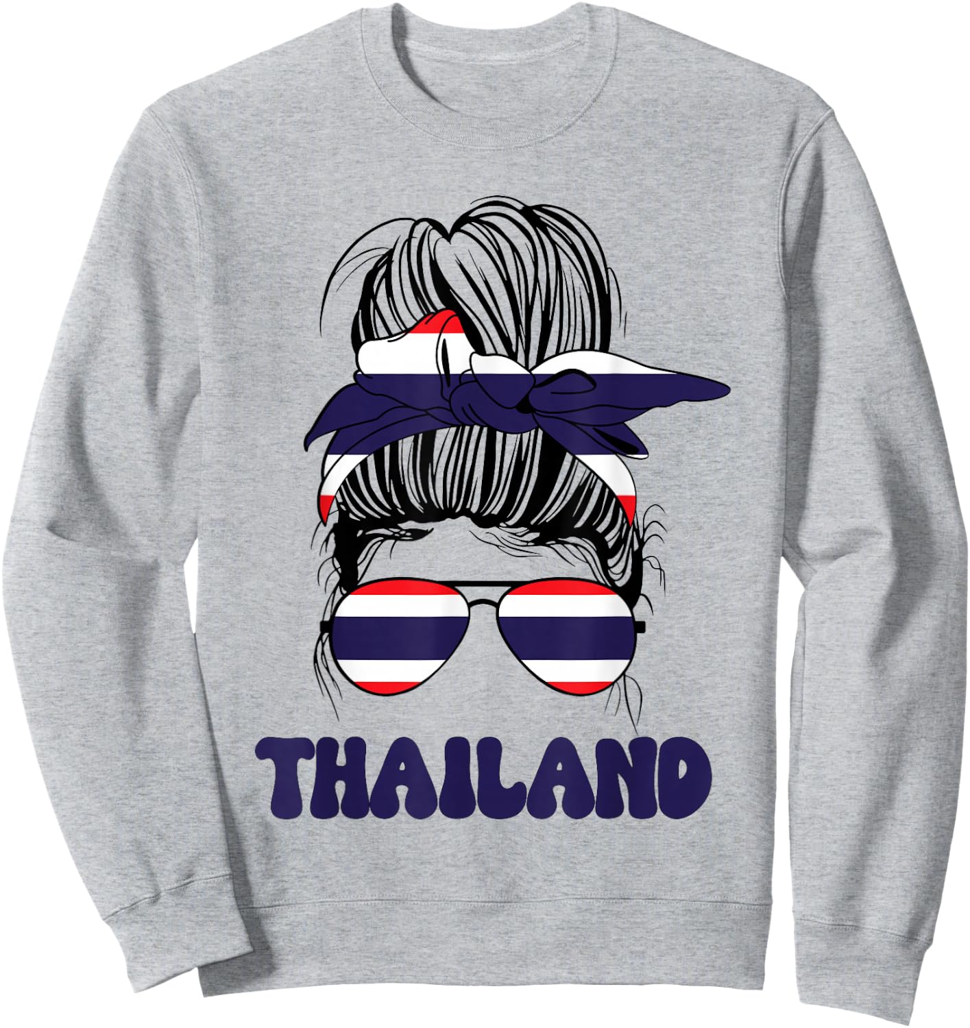 Thai Women Messy Bun, Thailand Flag For Thai Girls Sweatshirt - Sweatshirt | Ash