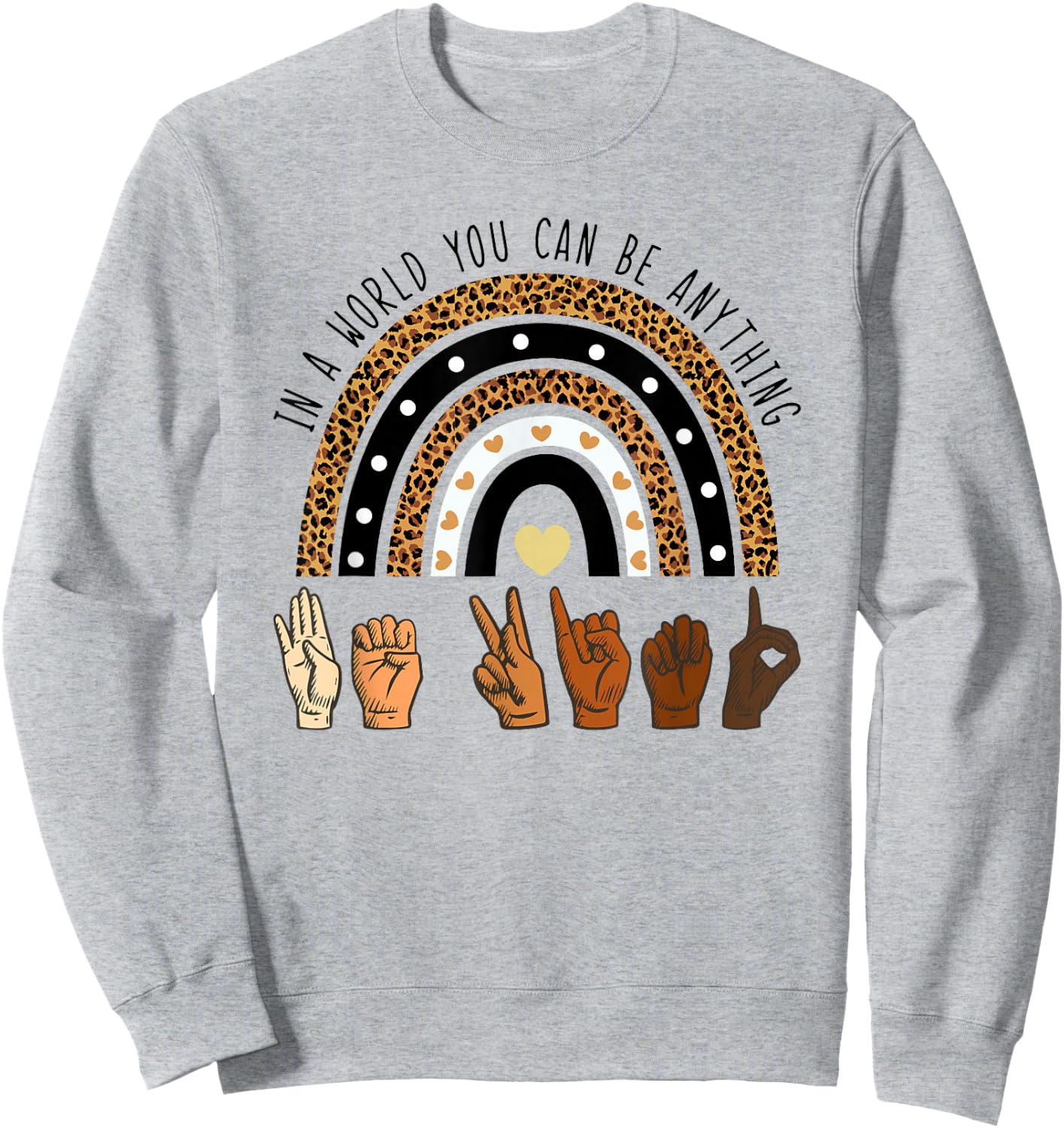 Rainbow Be Kind Sign Language We Wear Orange for Unity Day Sweatshirt - Sweatshirt | Ash