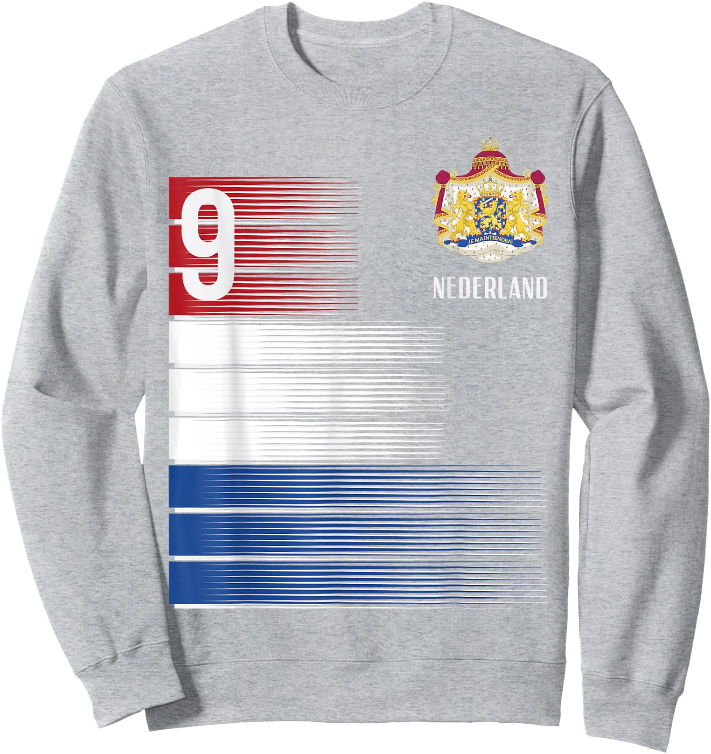 Netherlands Flag Number 9 Dutch Soccer Men Women Kids Boys Sweatshirt - Sweatshirt | Ash
