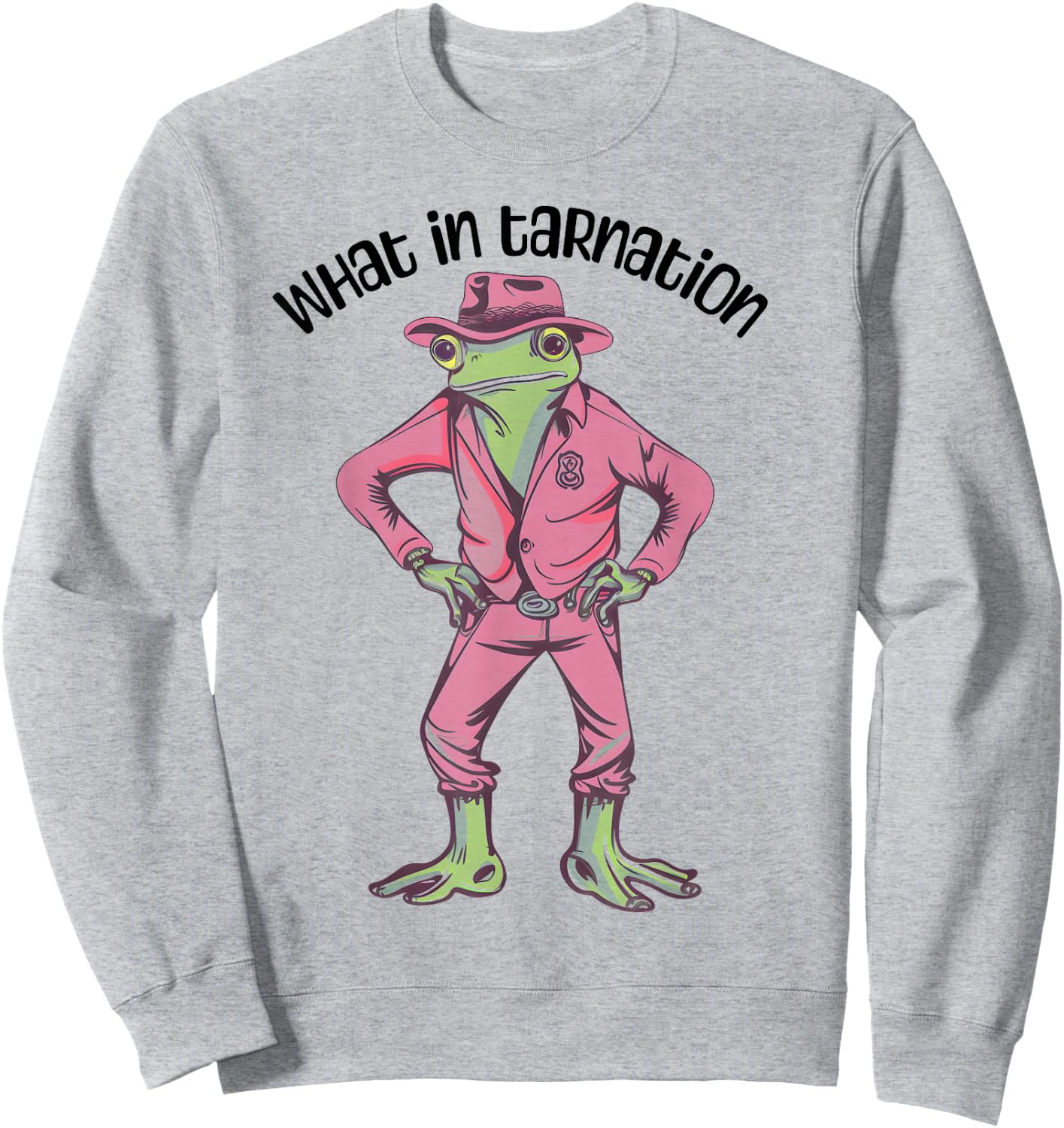 Cowgirl Frog Funny Western Frog Country Frogcore Pink Cowboy Sweatshirt - Sweatshirt | Ash