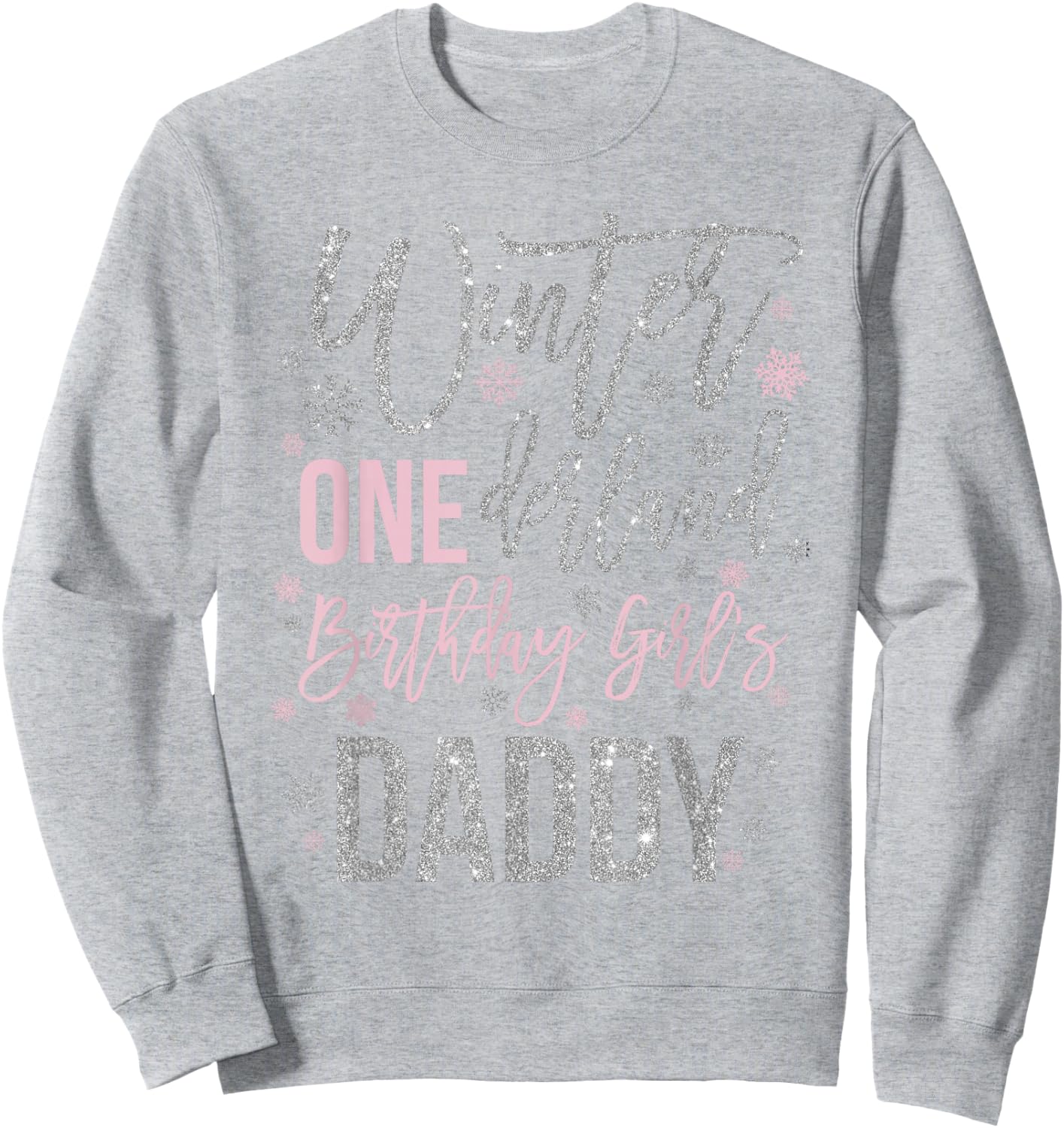 Daddy Pink Winter Onederland 1st Birthday Snowflake Matching Sweatshirt - Sweatshirt | Ash