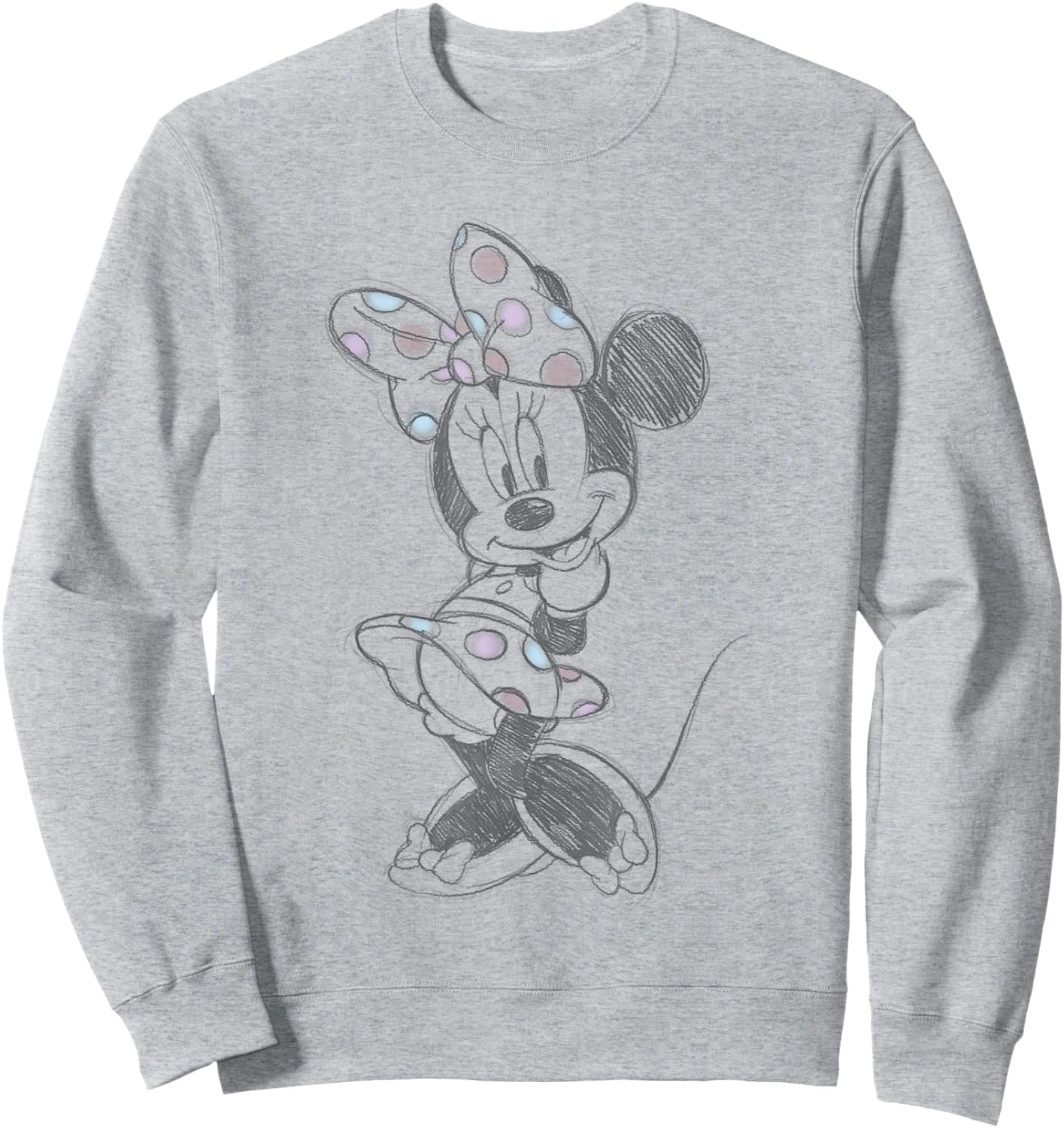 Disney Minnie Mouse Vintage Sweetie Pastel Polka Dot Sketch Sweatshirt - Sweatshirt | Ash