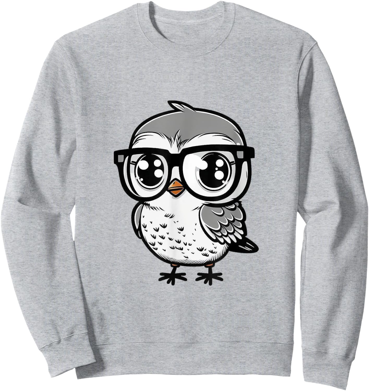 Nerdy Birdy Kawaii Cute Happy Bird with Glasses Animal Sweatshirt - Sweatshirt | Ash