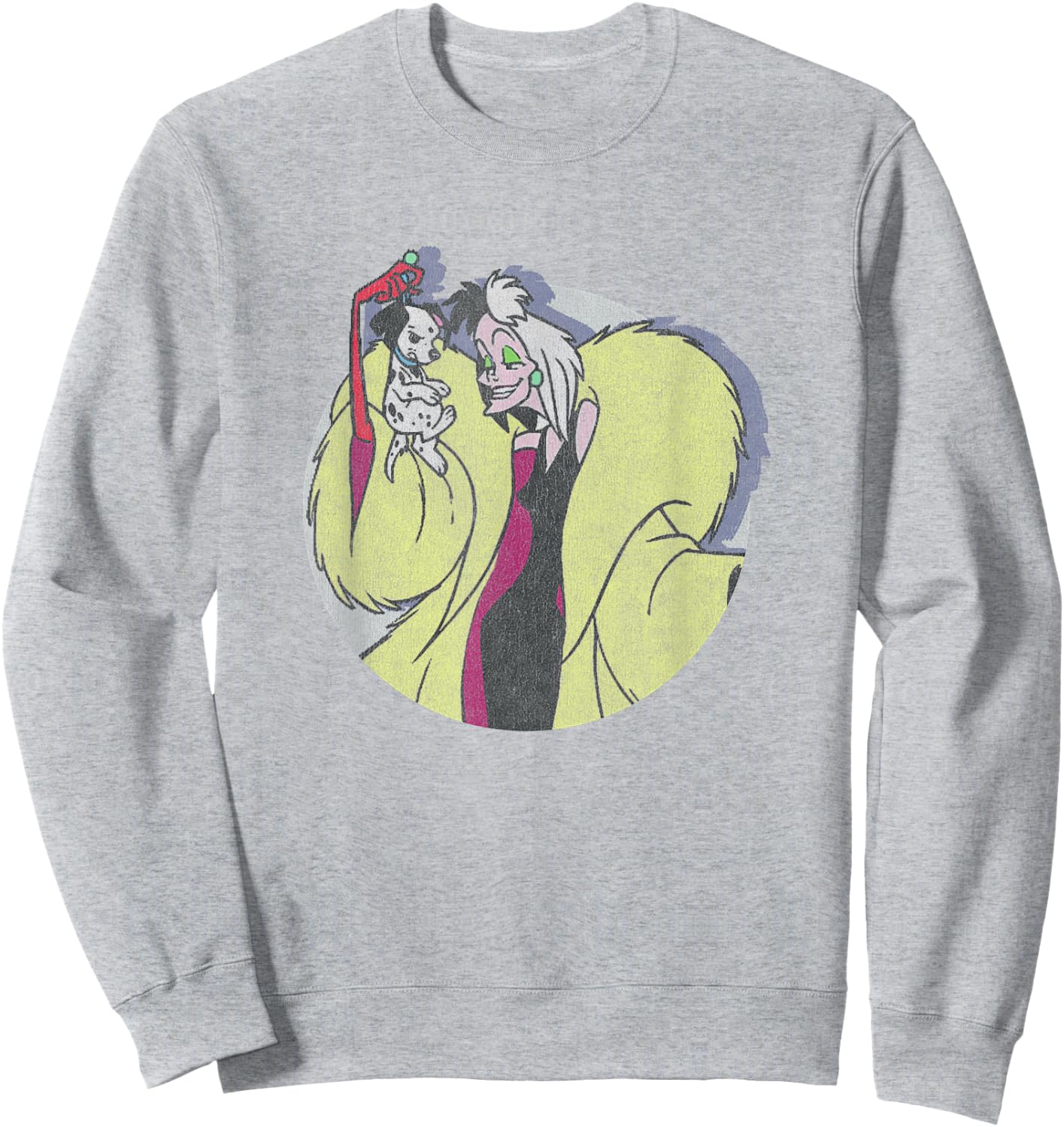 Disney 101 Dalmatians Cruella De Vil Holding Puppy Vintage Sweatshirt - Sweatshirt | Ash