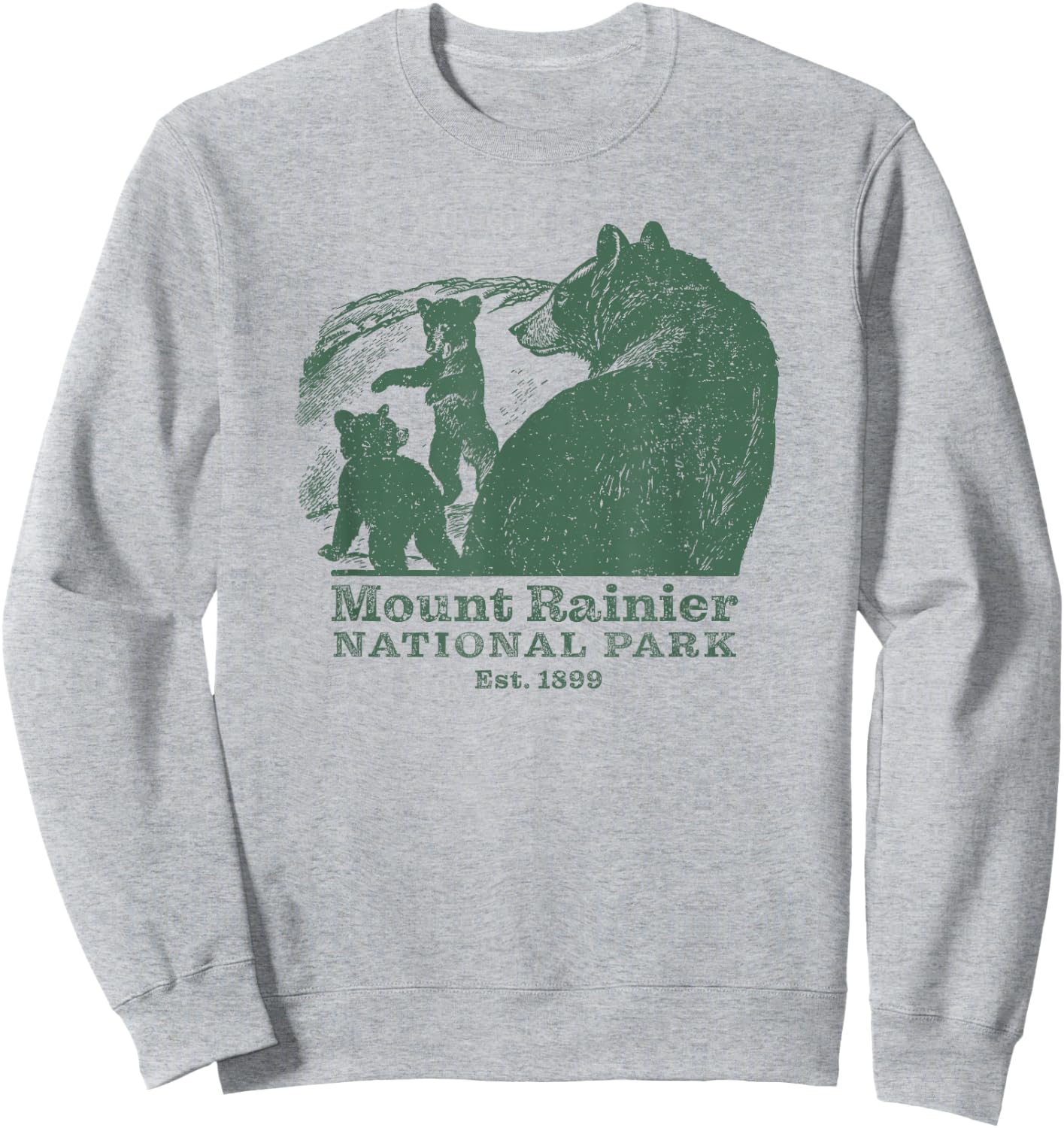 Mt. Rainier National Park Vintage Wildlife Bear Souvenir Sweatshirt - Sweatshirt | Ash