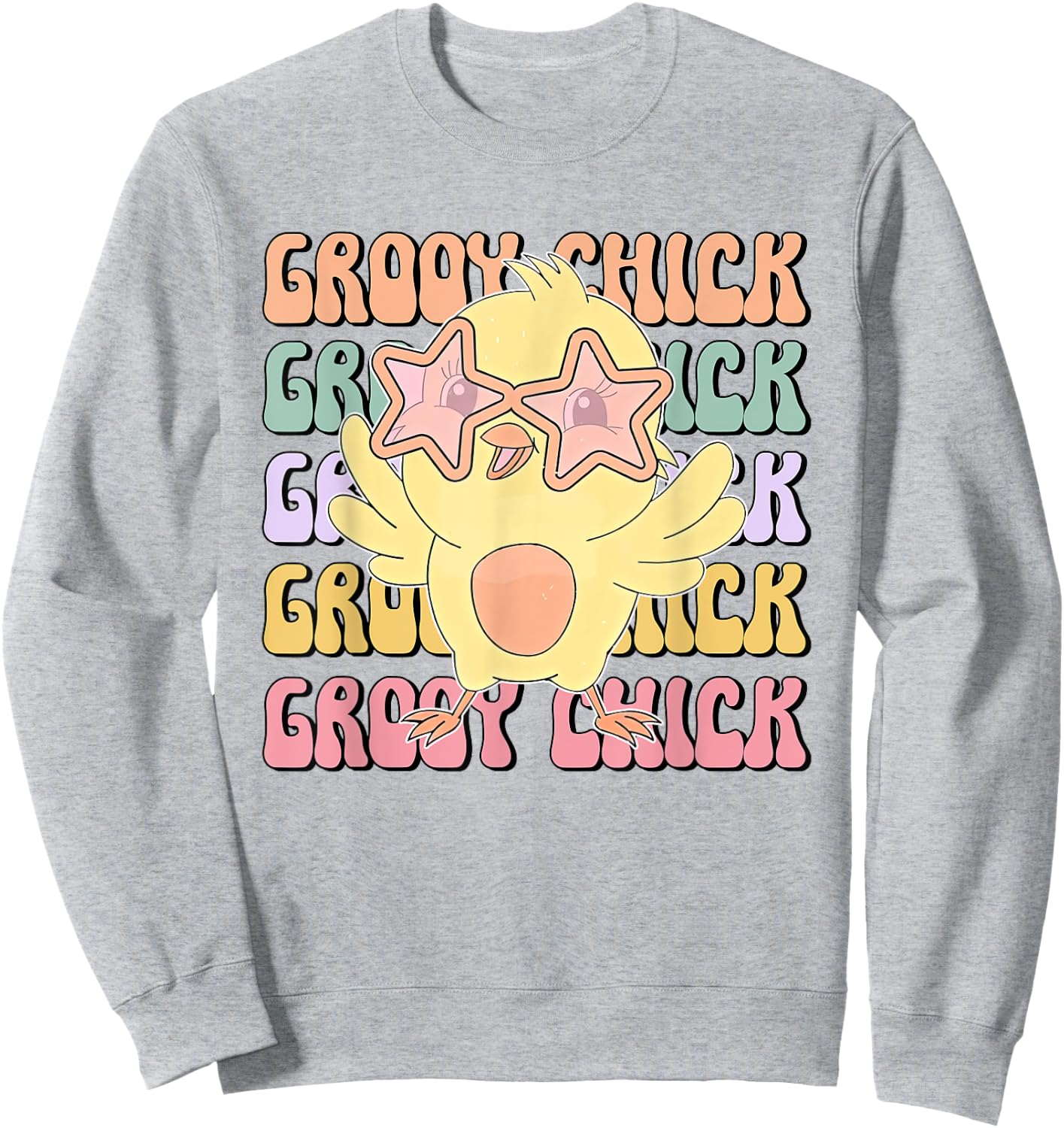One Groovy Chick Retro Chick Costume Glasses Cute Easter Day Sweatshirt - Sweatshirt | Ash