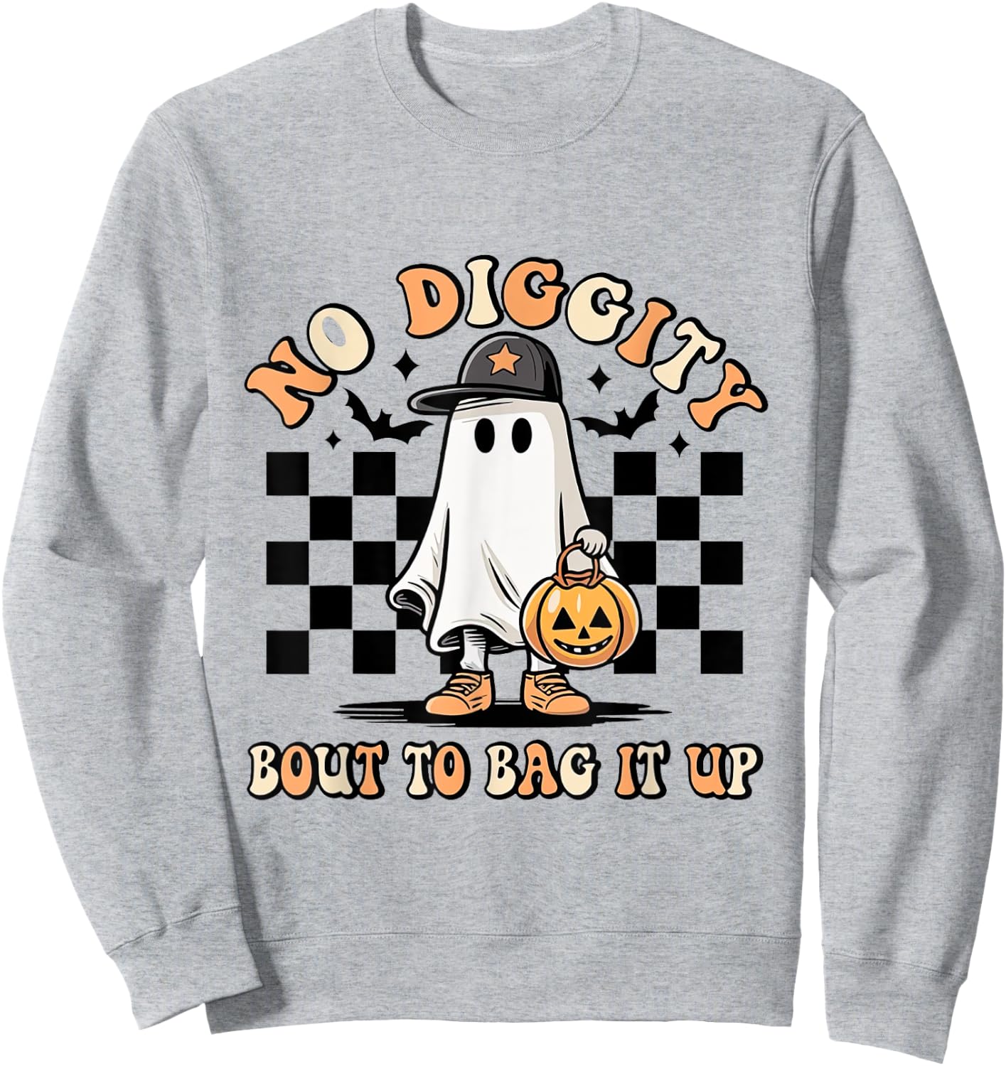 No Diggity About To Bag It Up Trick Treat Candy Halloween Sweatshirt - Sweatshirt | Ash