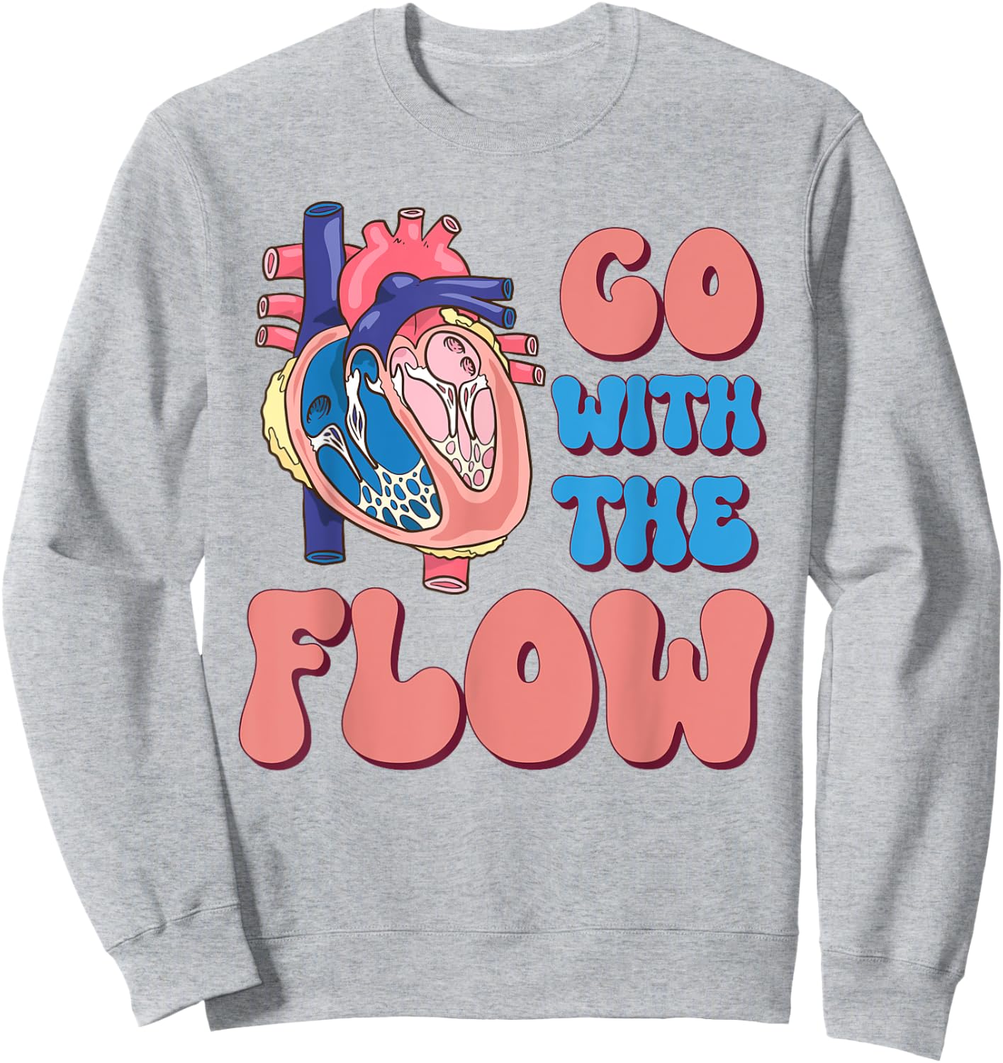 CVICU Cardiac Nurse Anatomy Cardiology Human Heart Flow Sweatshirt - Sweatshirt | Ash