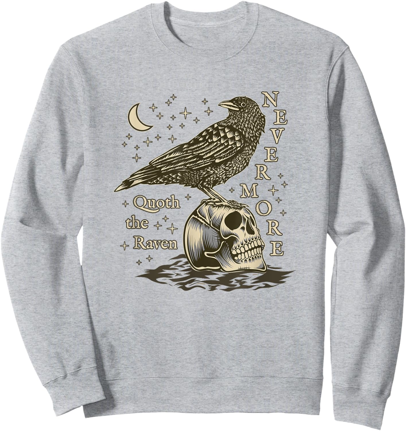 Nevermore The Raven Edgar Allan Poe Dark Academia Literature Sweatshirt - Sweatshirt | Ash