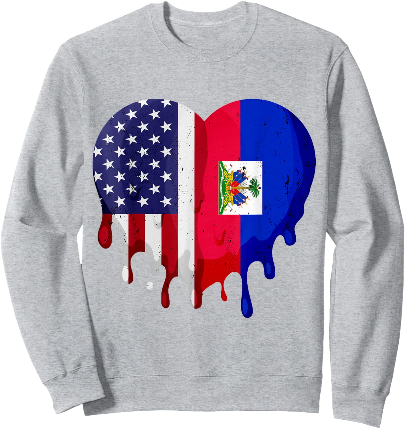 American Haitian Hispanic Heritage Month Flag Heart Sweatshirt - Sweatshirt | Ash