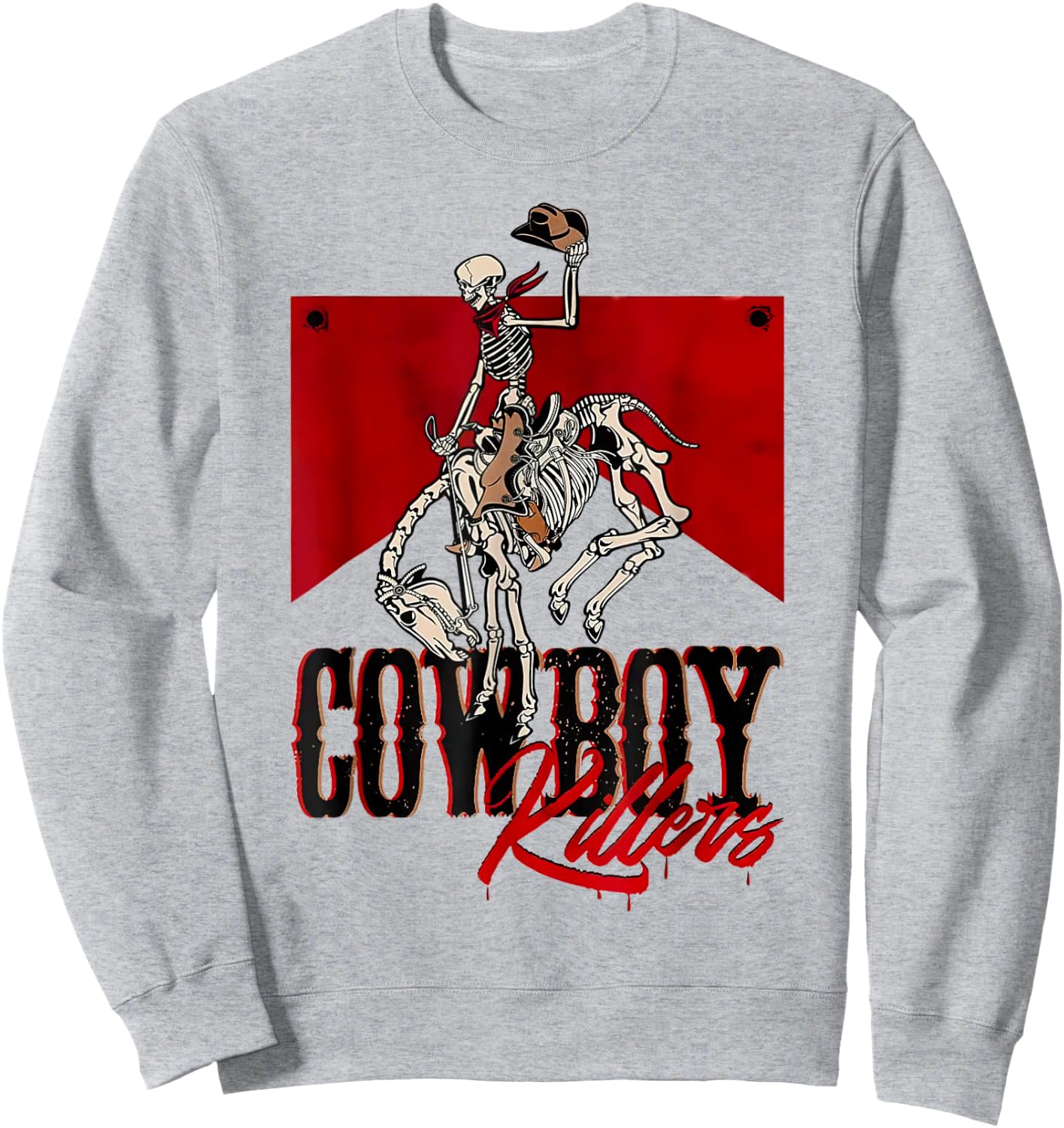 Cowboy Kller Vintage Skeleton Boho Western Country Sweatshirt - Sweatshirt | Ash