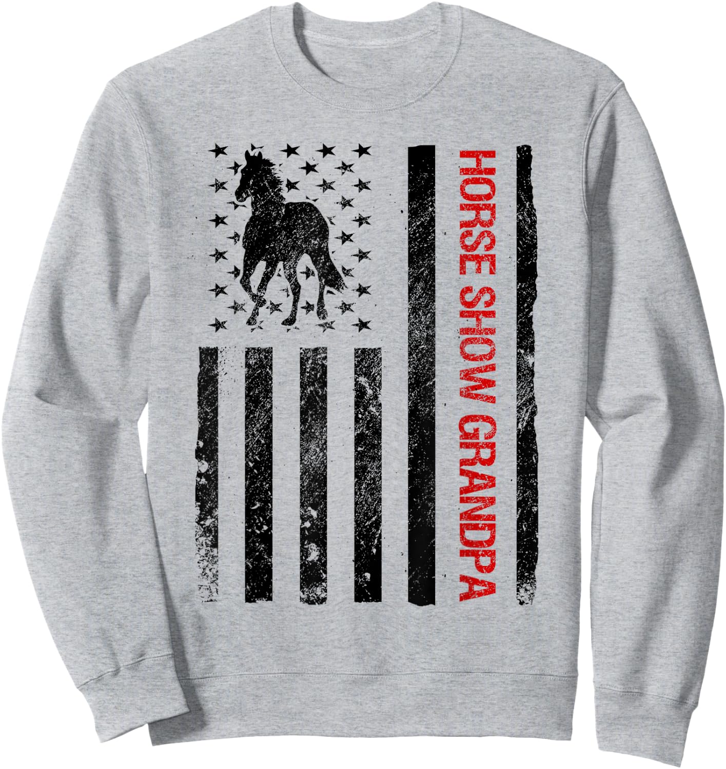 Funny Horse Show Grandpa American USA Flag Kids Men Sweatshirt - Sweatshirt | Ash