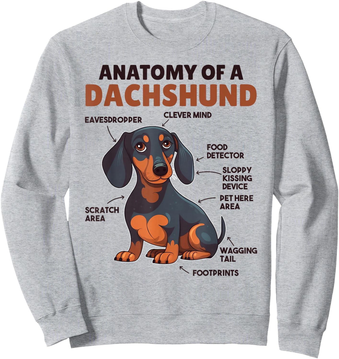 Favorite Animal Cute Animals Explanations Dachshund Anatomy - Kids, Animal Lovers - White - Short Sleeve - - - Small - Classic Fit - Lightweight - Cotton, Polyester Sweatshirt - Sweatshirt | Ash